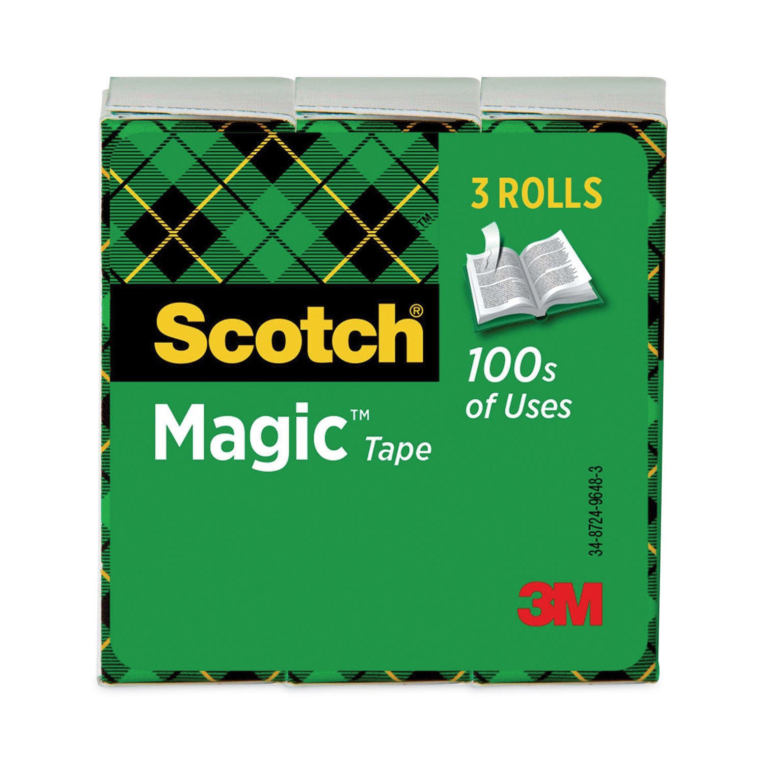 Scotch® Magic Tape Refill, 1" Core, 0.75" x 83.33 ft, Clear, 3/Pack