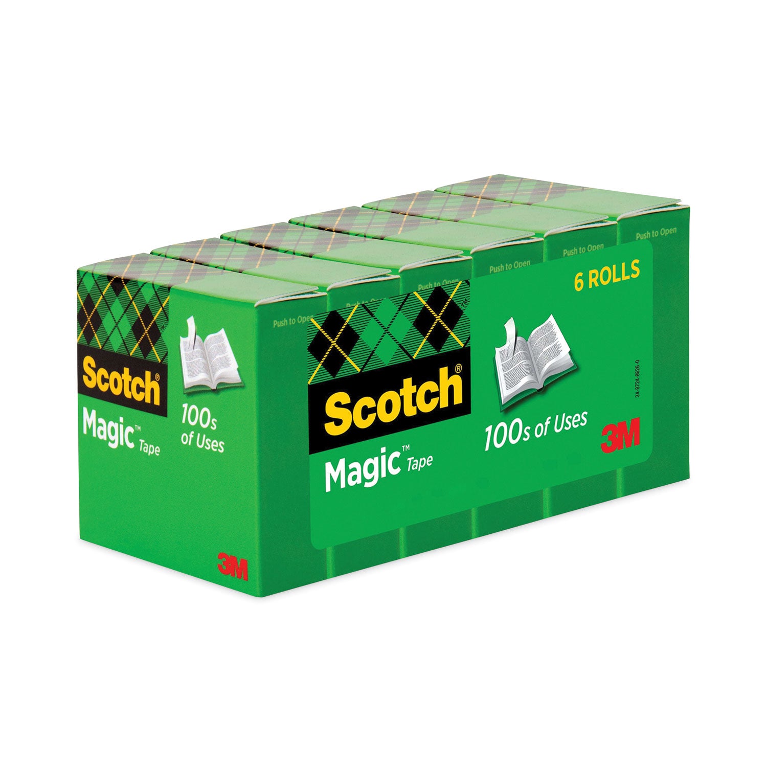 Scotch® Magic Tape Refill, 1" Core, 0.75" x 83.33 ft, Clear, 6/Pack