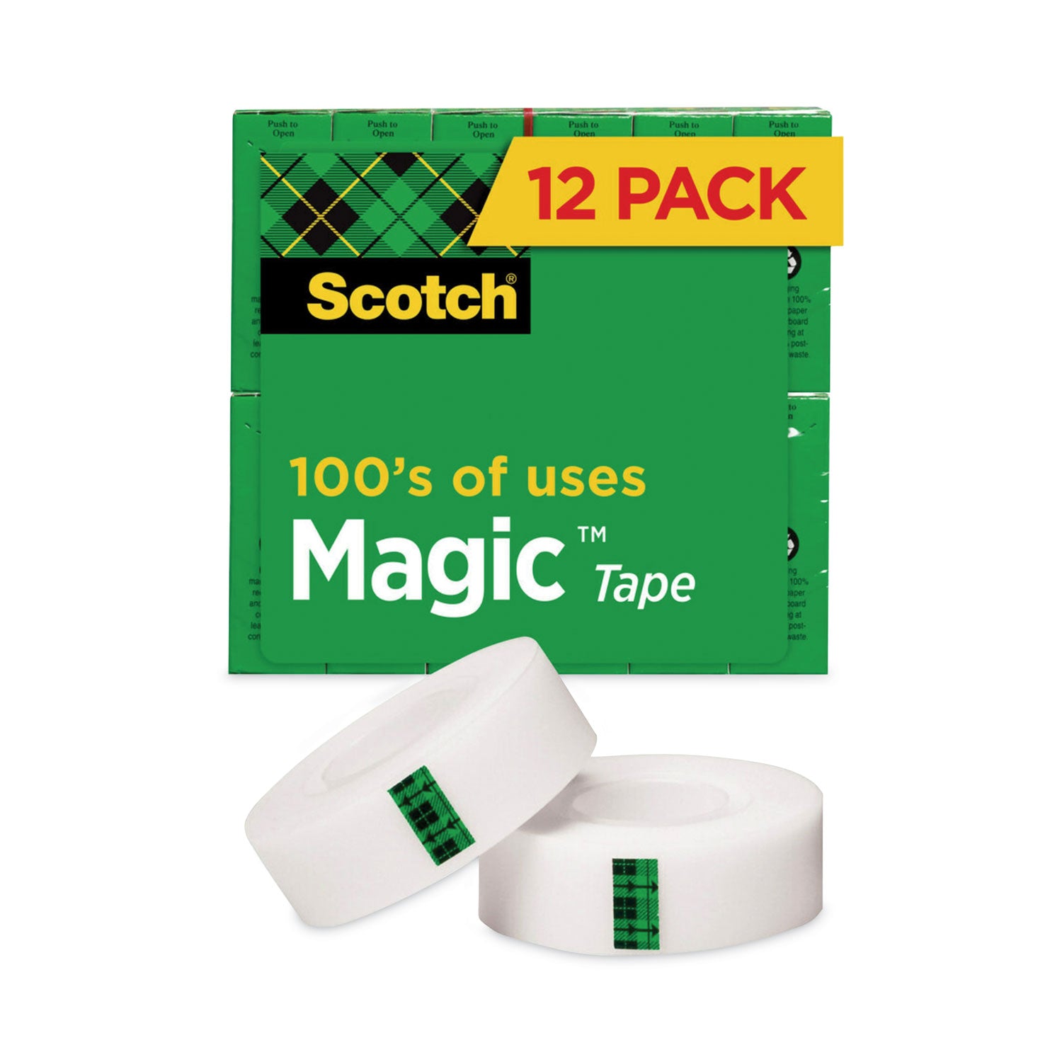 Magic Tape Value Pack, 1" Core, 0.75" x 83.33 ft, Clear, 12/Pack