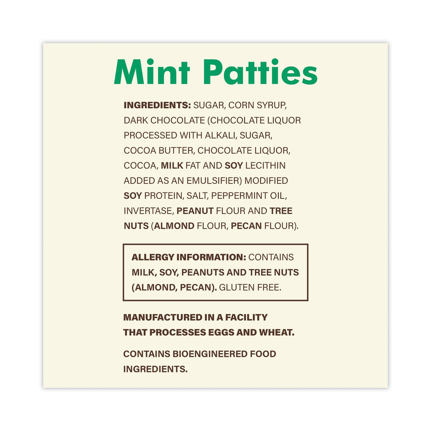 Pearson's® Mint Patties,175 Individually Wrapped, 3 lb Bag