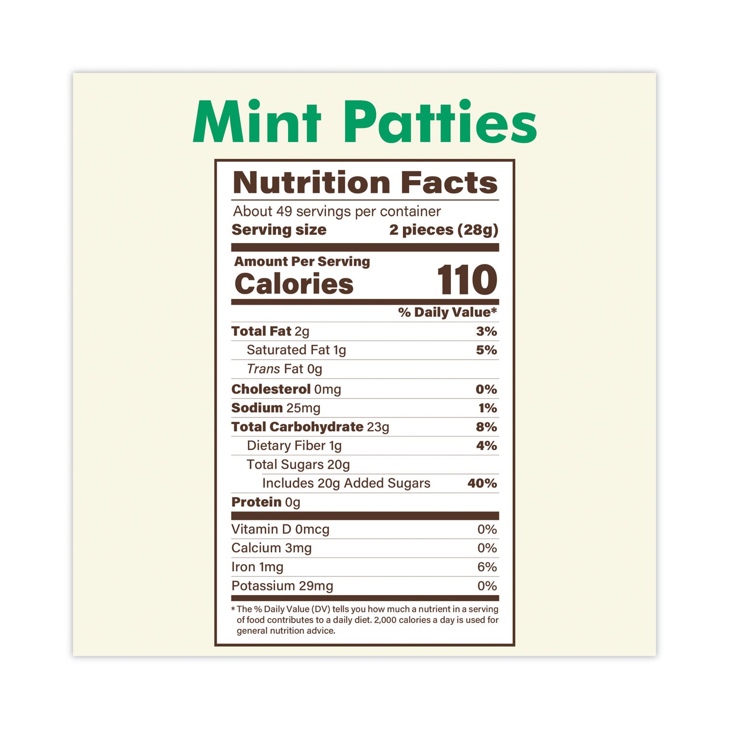 Pearson's® Mint Patties,175 Individually Wrapped, 3 lb Bag