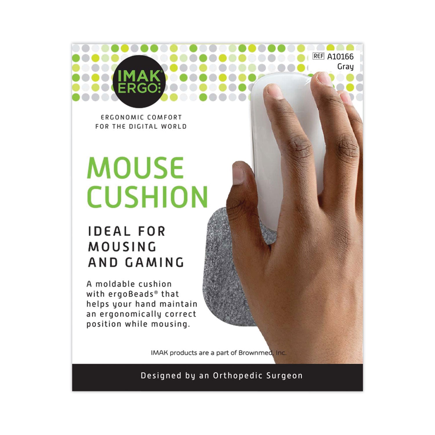 IMAK® Ergo Mouse Wrist Cushion, 5.75 x 3.75, Gray