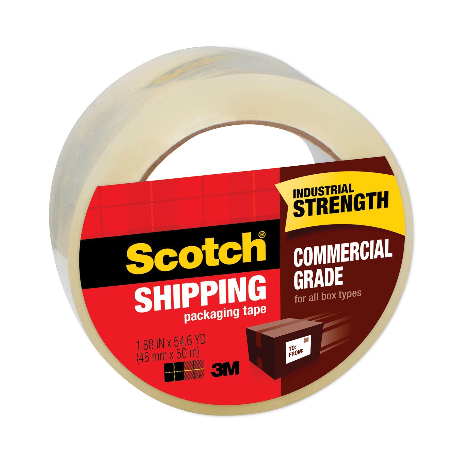 Scotch® 3750 Commercial Grade Packaging Tape, 3" Core, 1.88" x 54.6 yds, Clear