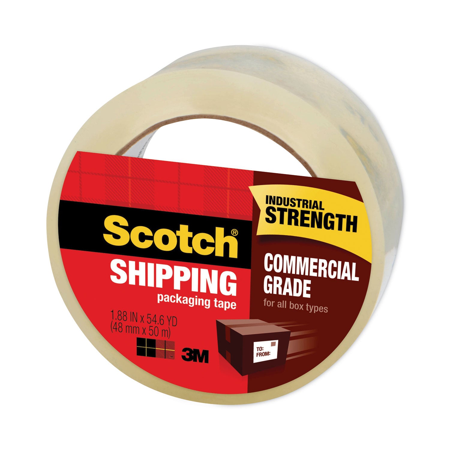 Scotch® 3750 Commercial Grade Packaging Tape with ST-181 Pistol-Grip Dispenser, 3" Core, 1.88" x 54.6 yds, Clear, 36/Carton