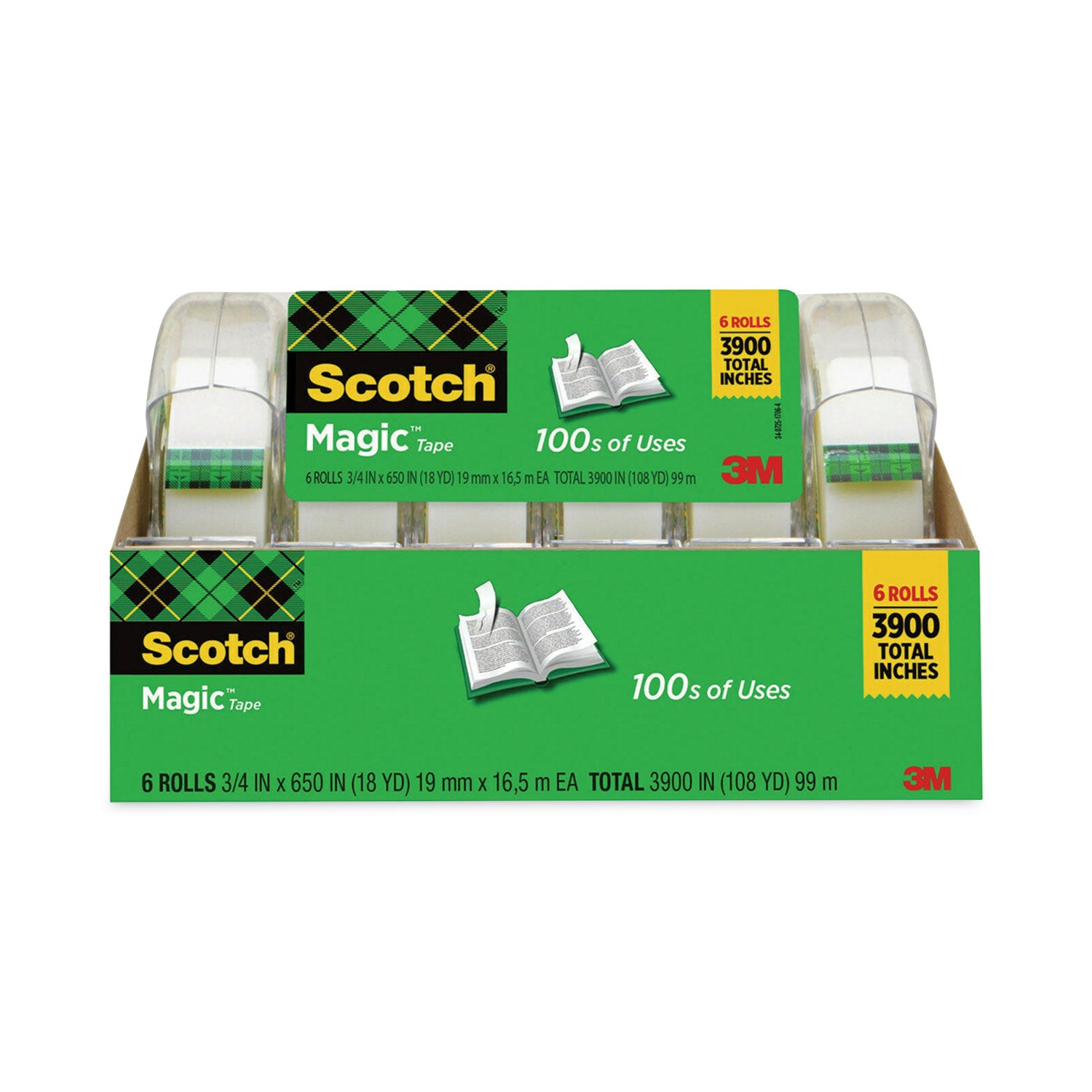 Scotch® Magic Tape in Handheld Dispenser, 1" Core, 0.75" x 54.17 ft, Clear, 6/Pack