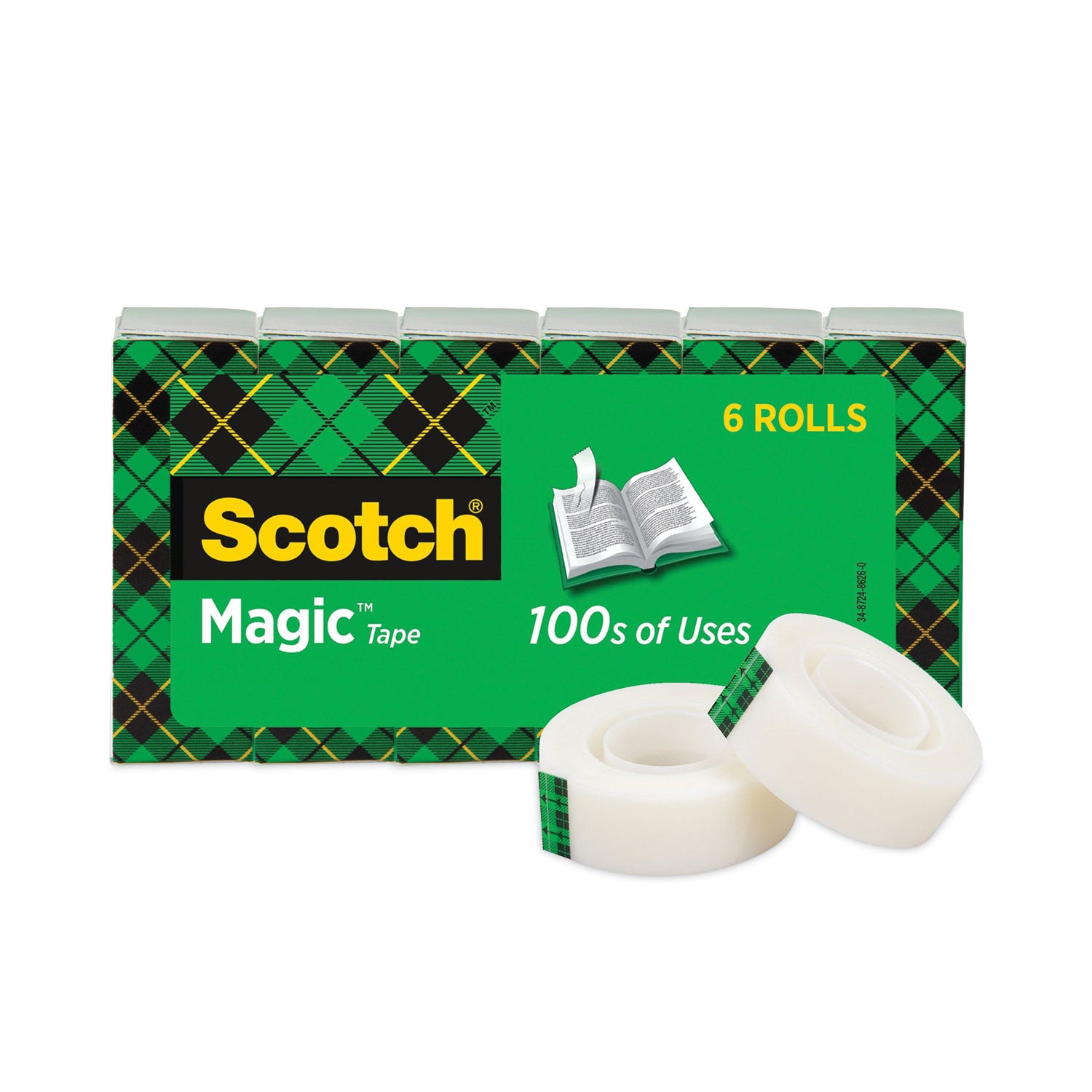 Scotch® Magic Tape Refill, 1" Core, 0.75" x 36 yds, Clear, 6/Pack