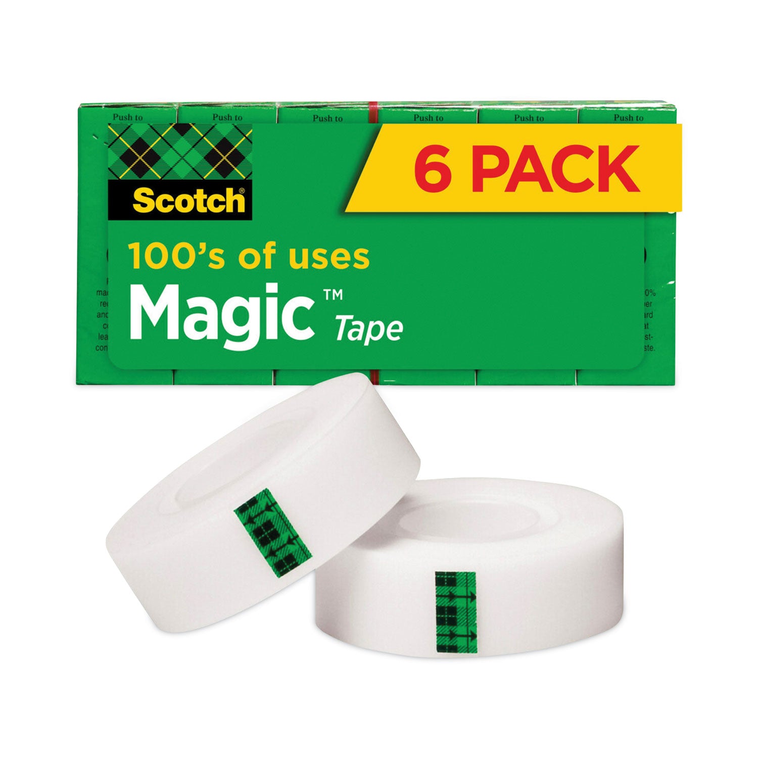 Magic Tape Refill, 1" Core, 0.75" x 36 yds, Clear, 6/Pack