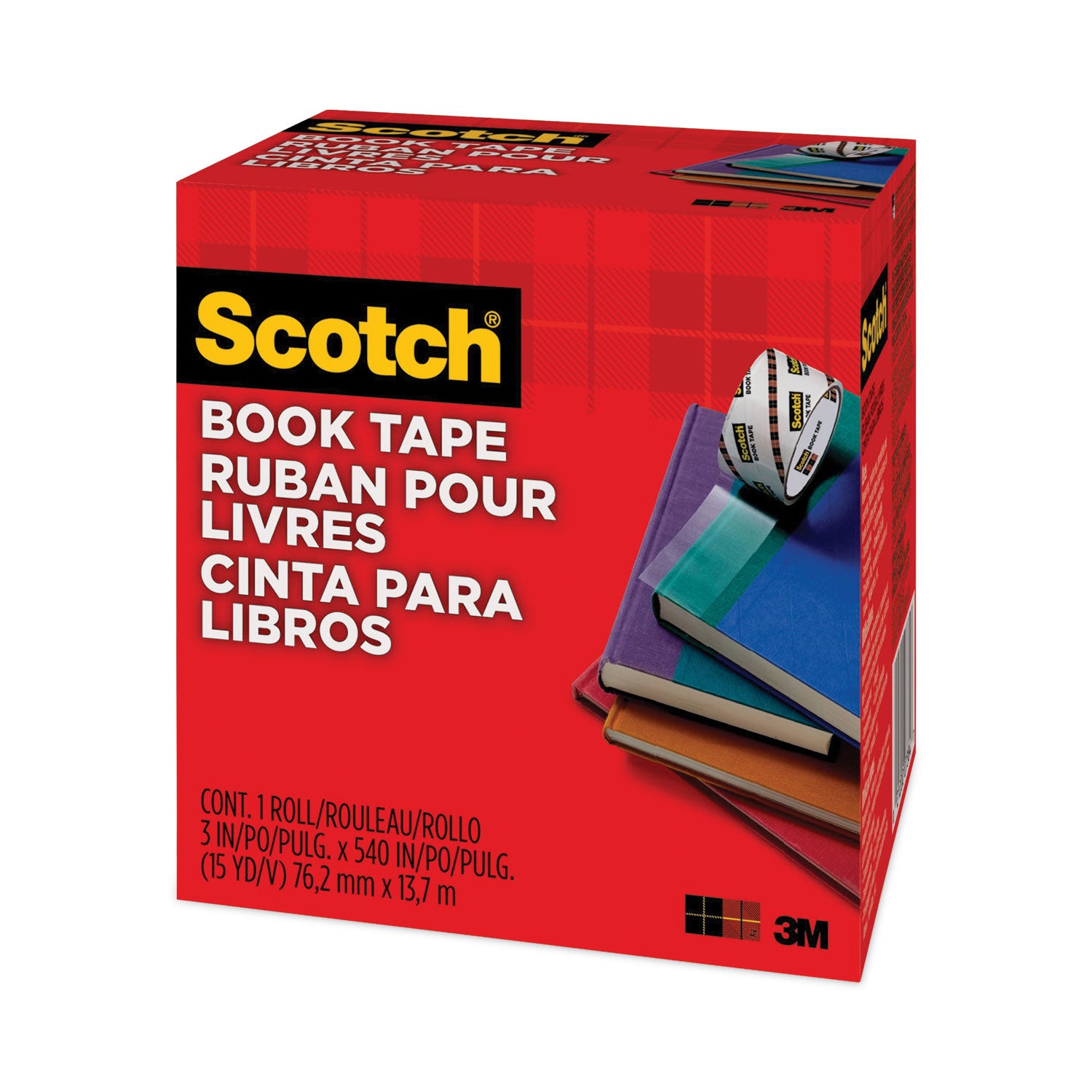 Scotch® Book Tape, 3" Core, 3" x 15 yds, Clear