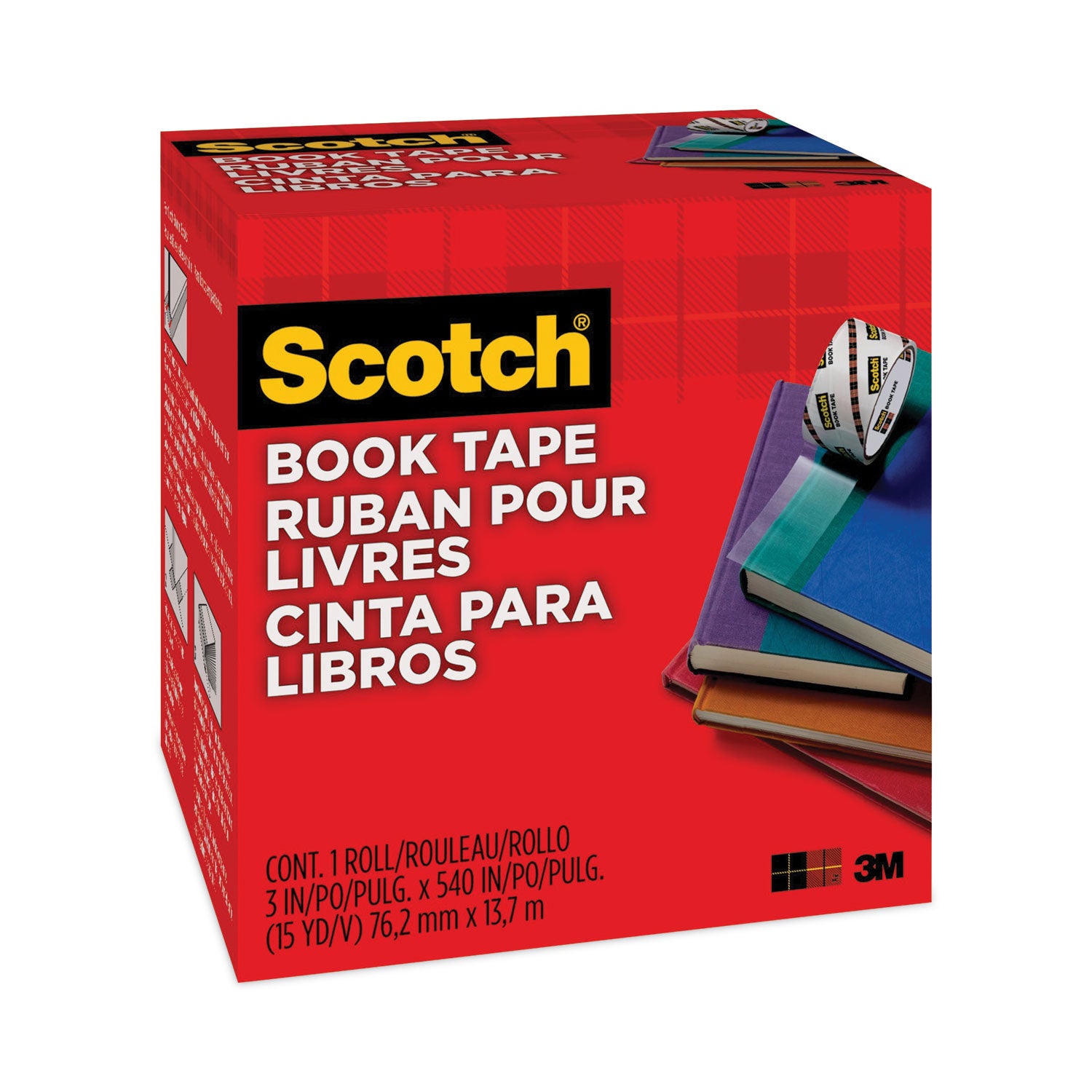 Scotch® Book Tape, 3" Core, 3" x 15 yds, Clear