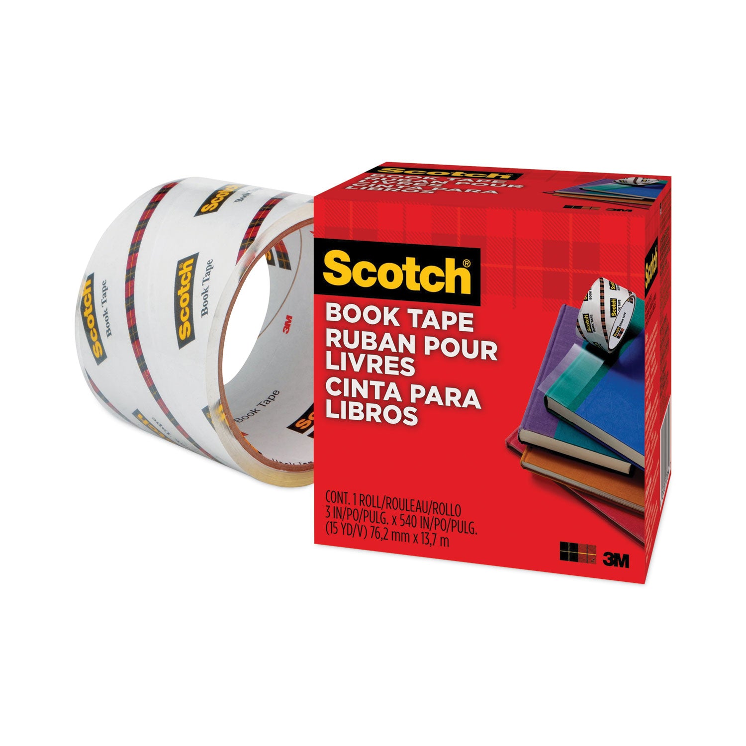 Scotch® Book Tape, 3" Core, 3" x 15 yds, Clear