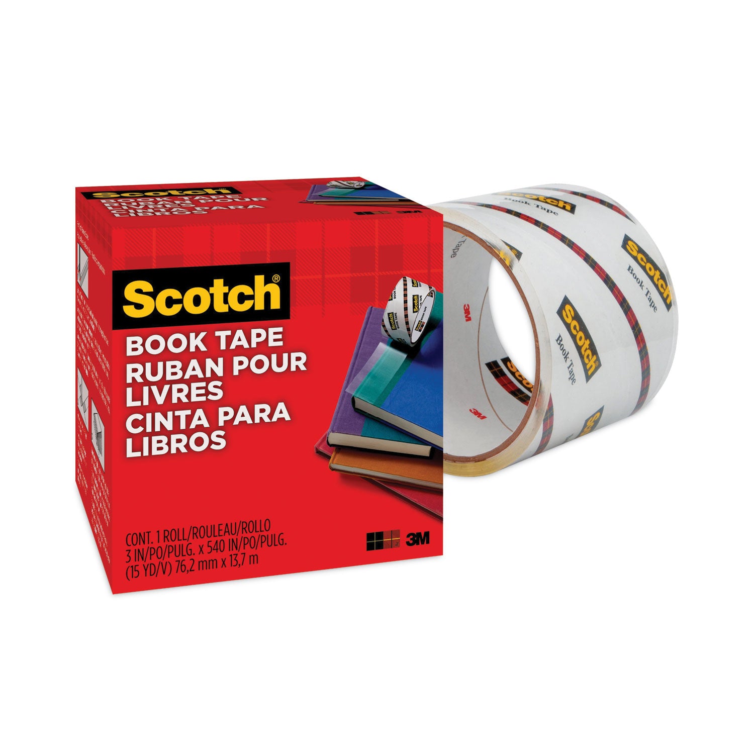 Scotch® Book Tape, 3" Core, 3" x 15 yds, Clear