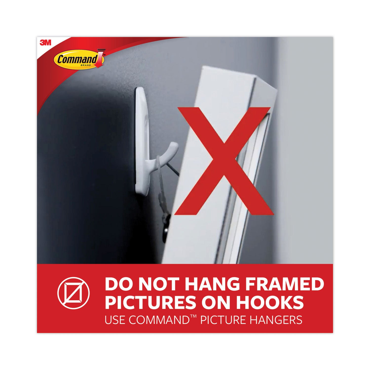 Command™ General Purpose Designer Hooks, Medium, Plastic, White, 3 lb Capacity, 50 Hooks and 50 Strips/Carton