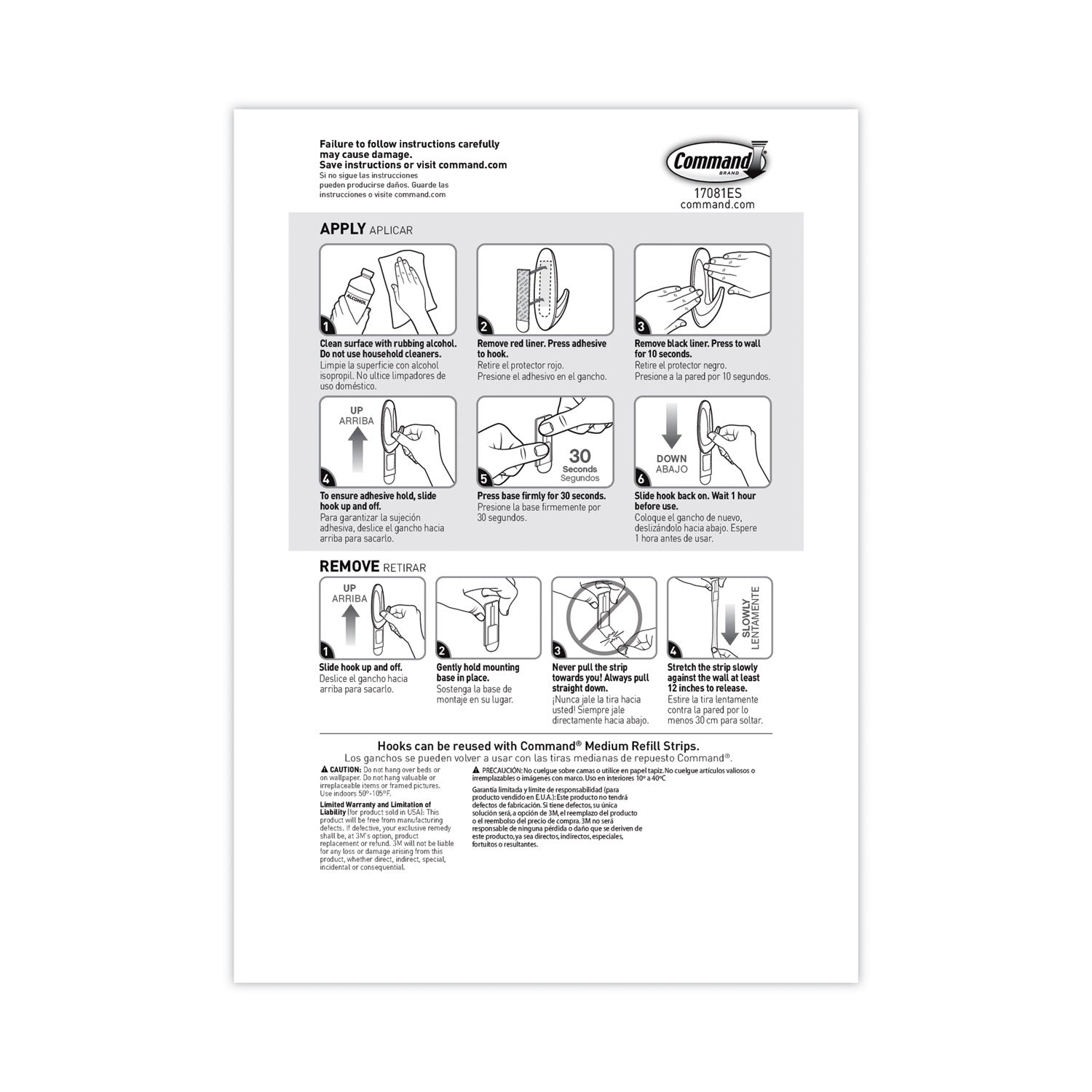 Command™ General Purpose Designer Hooks, Medium, Plastic, White, 3 lb Capacity, 50 Hooks and 50 Strips/Carton