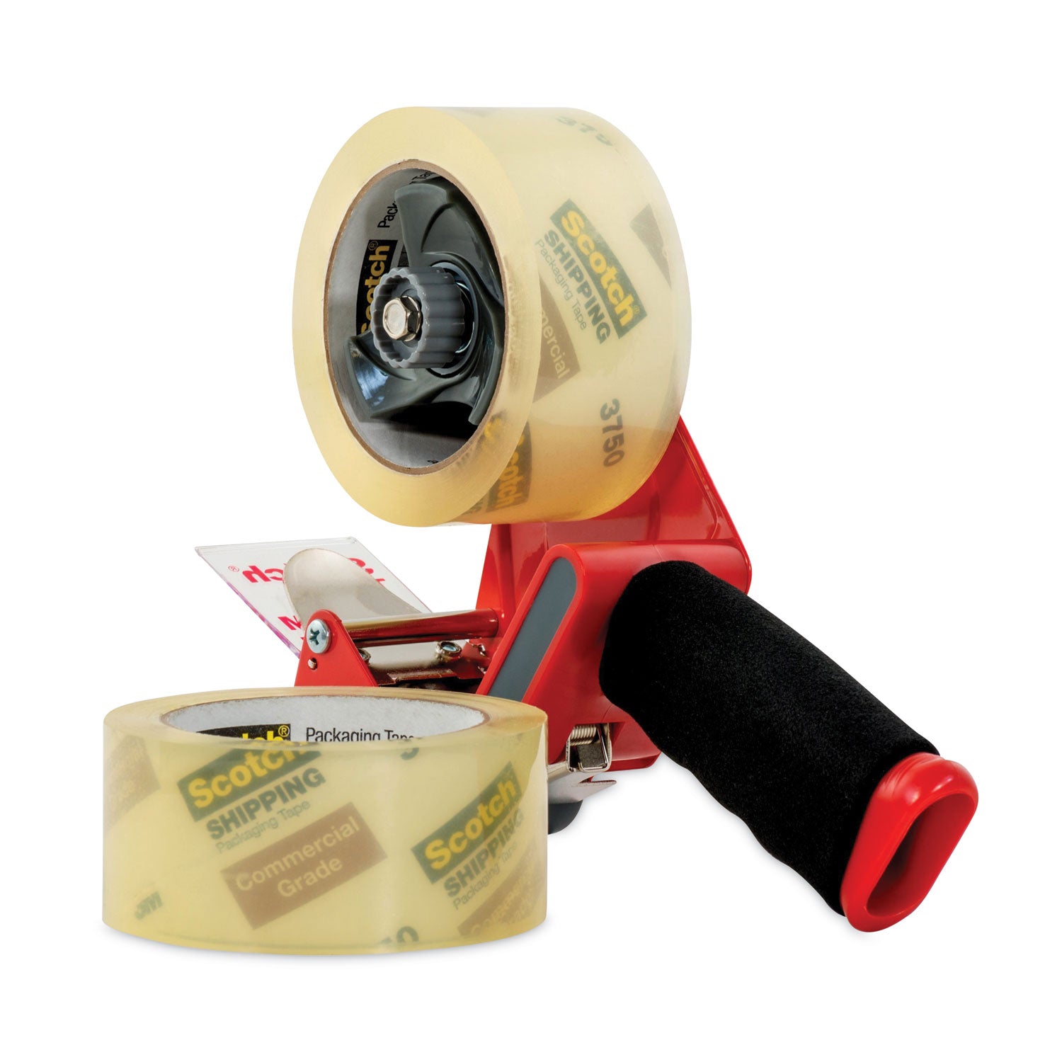 Scotch® Packaging Tape Dispenser with Two Rolls of Tape, 3" Core, For Rolls Up to 0.75" x 60 yds, Red