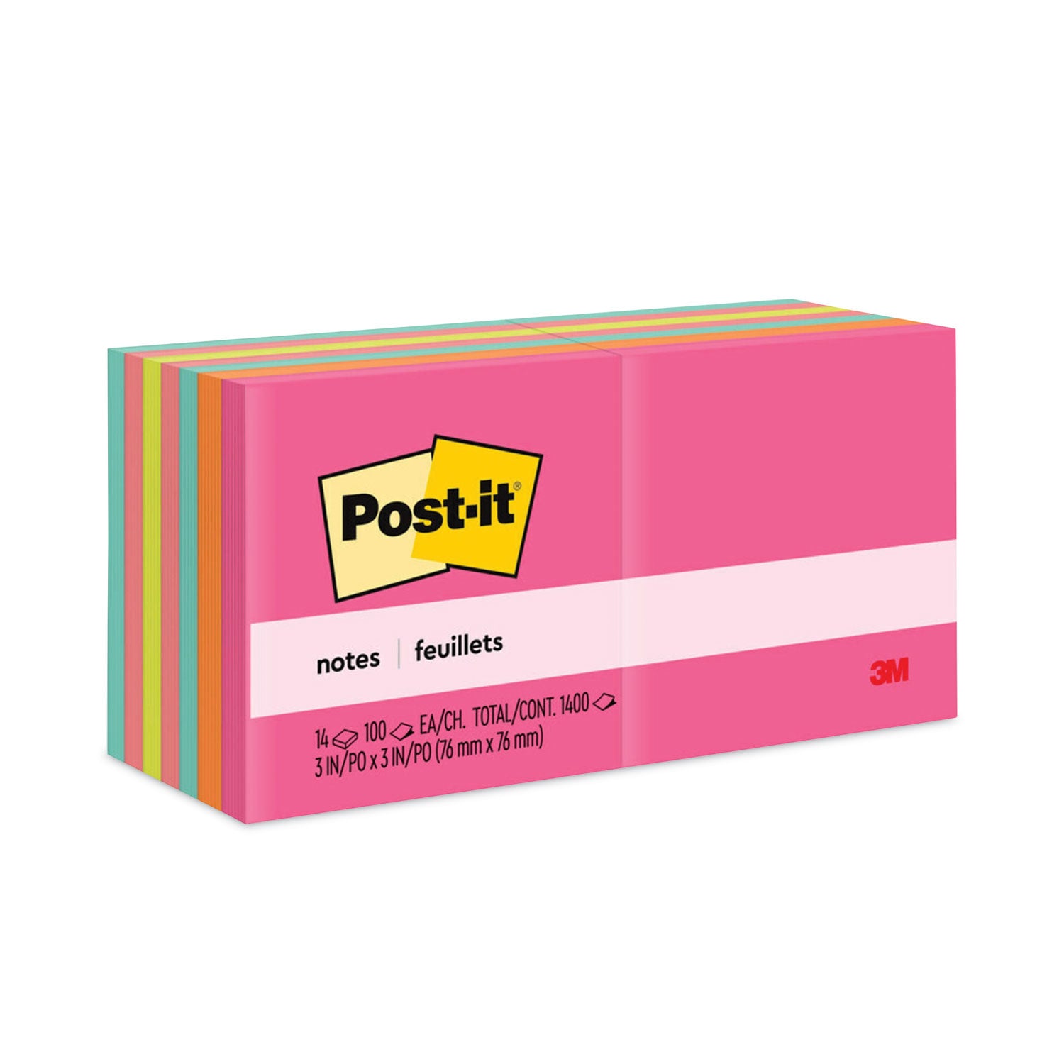 Original Pads in Poptimistic Colors, Value Pack, 3" x 3", 100 Sheets/Pad, 14 Pads/Pack