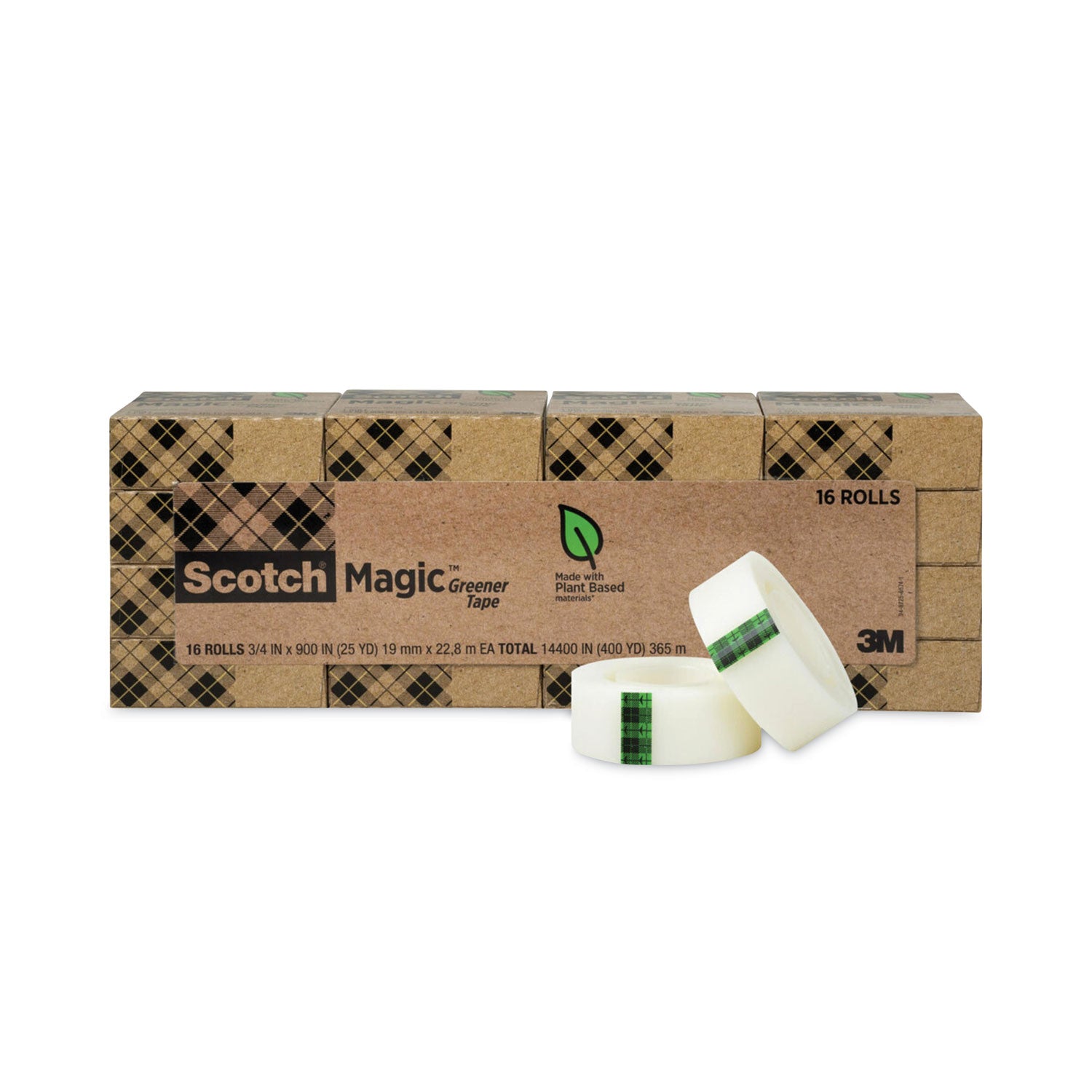 Magic Greener Tape, 1" Core, 0.75" x 75 ft, Clear, 16/Pack