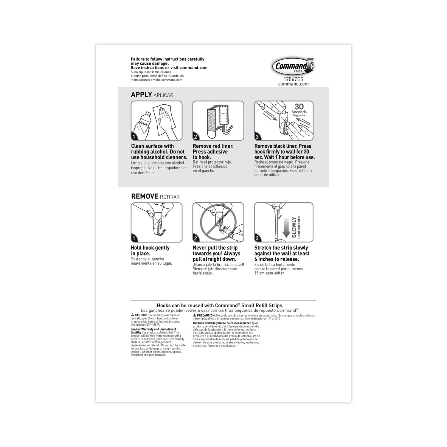 Command™ General Purpose Wire Hooks Multi-Pack, Small, Metal, White, 0.5 lb Capacity, 9 Hooks and 12 Strips/Pack