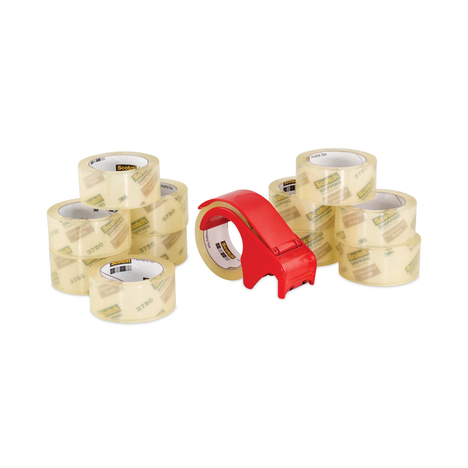 Scotch® 3750 Commercial Grade Packaging Tape with DP300 Dispenser, 3" Core, 1.88" x 54.6 yds, Clear, 12/Pack