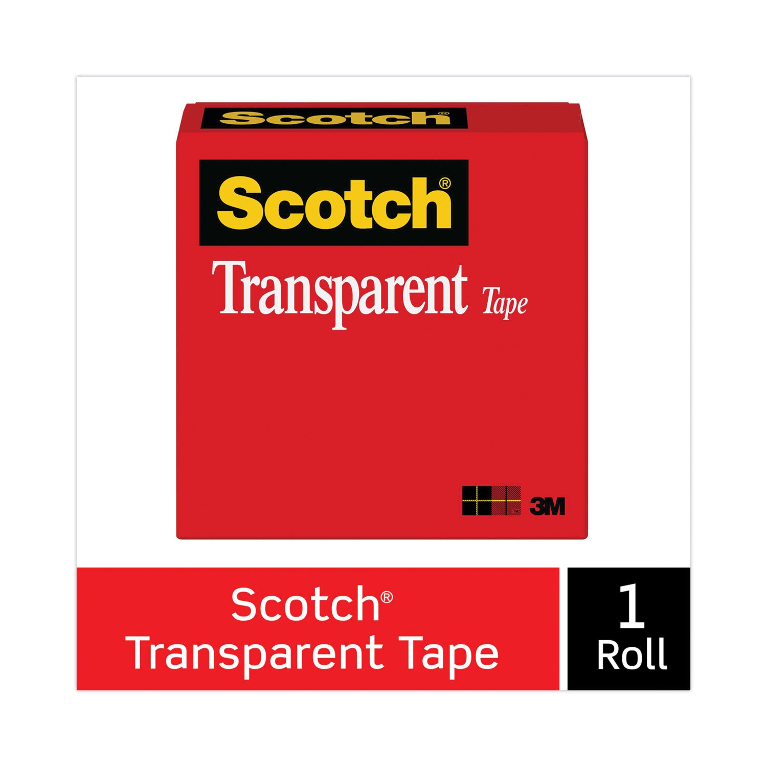 Scotch® Transparent Tape, 3" Core, 1" x 72 yds, Transparent