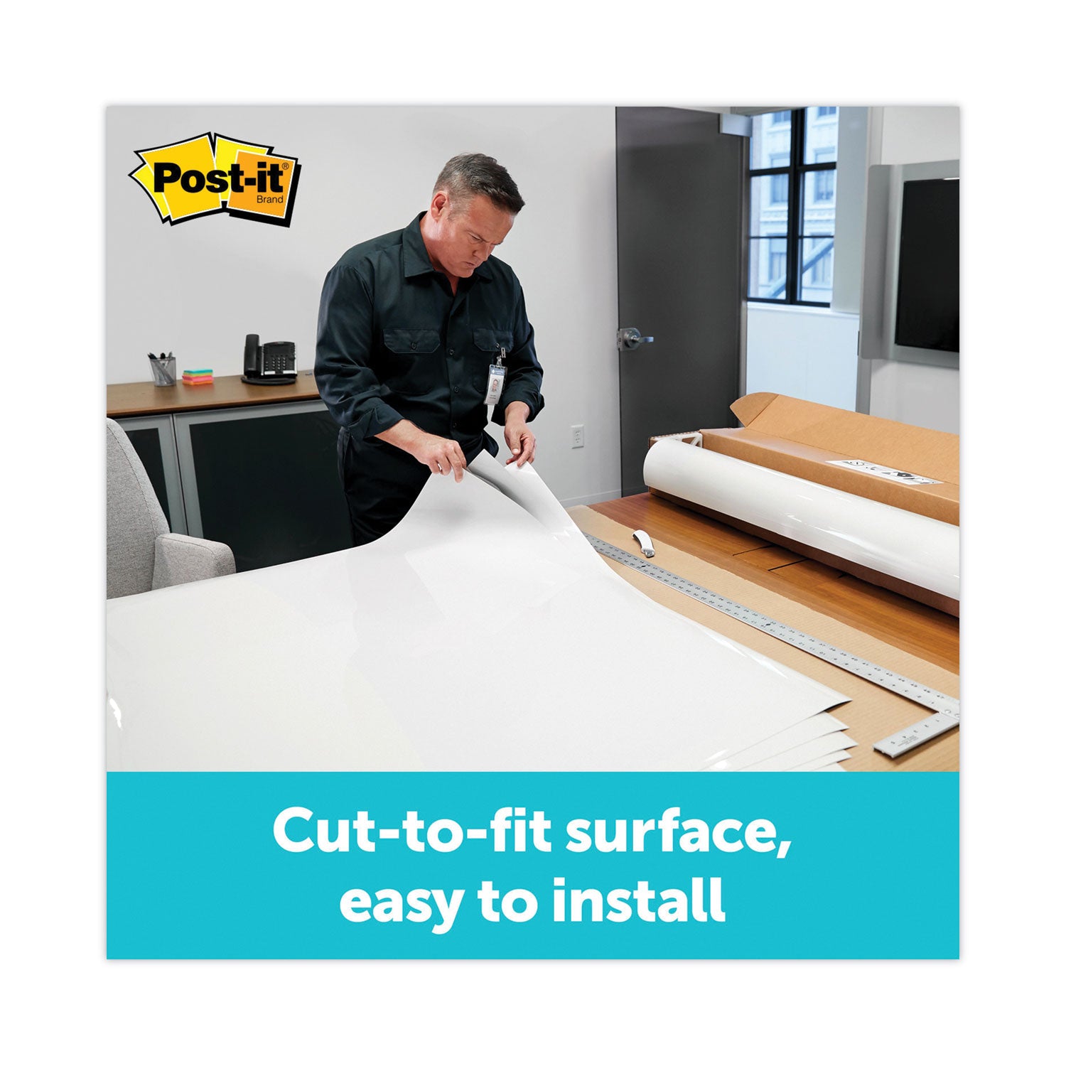 Post-it® Dry Erase Surface, 50 ft x 4 ft, White Surface