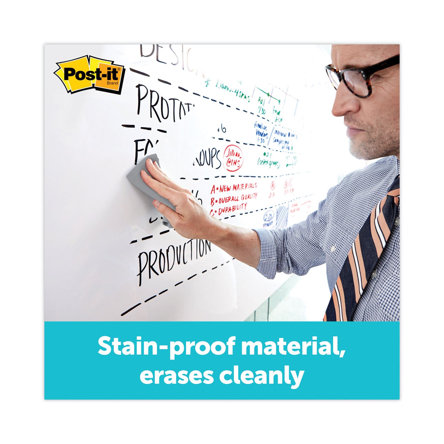 Post-it® Dry Erase Surface, 50 ft x 4 ft, White Surface