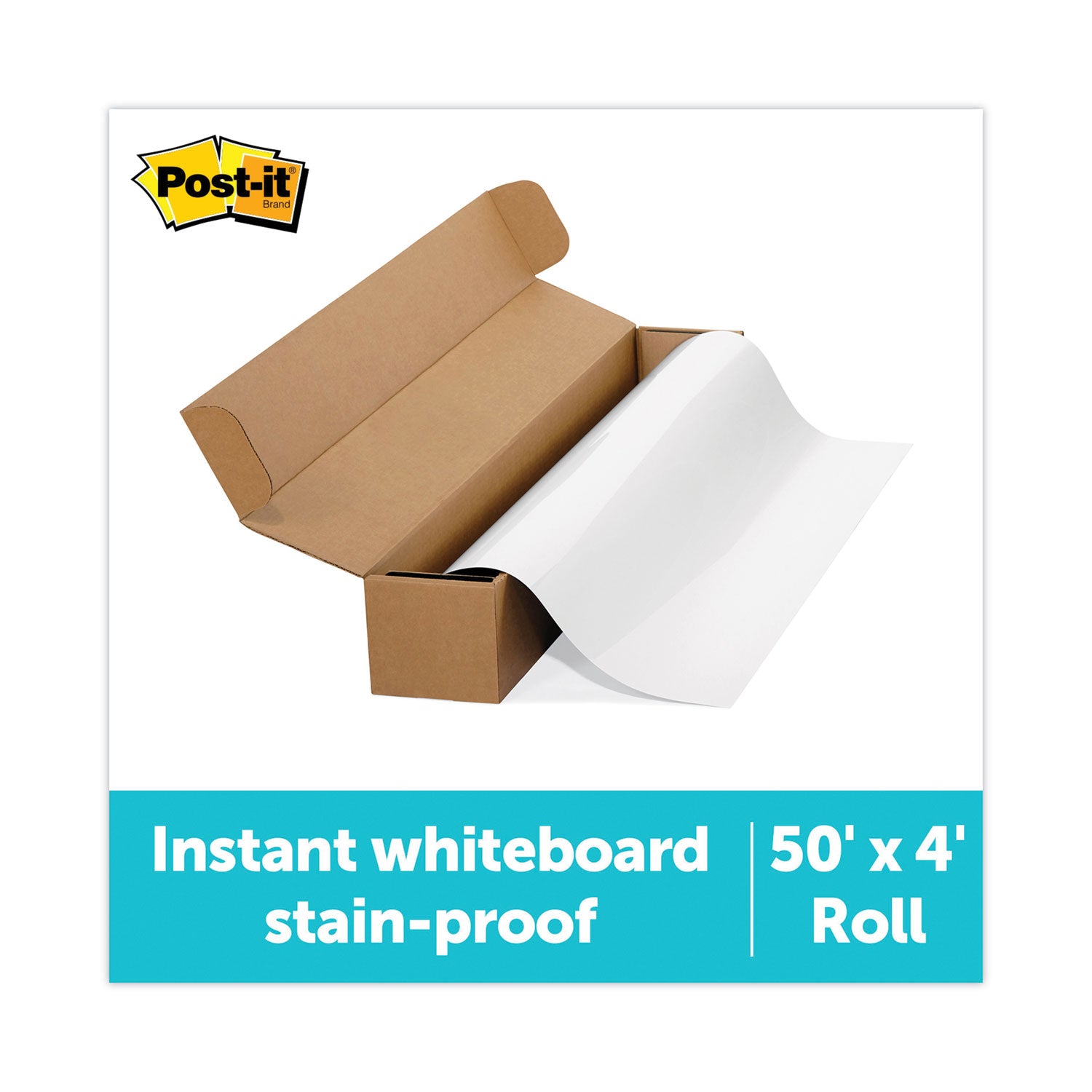 Post-it® Dry Erase Surface, 50 ft x 4 ft, White Surface