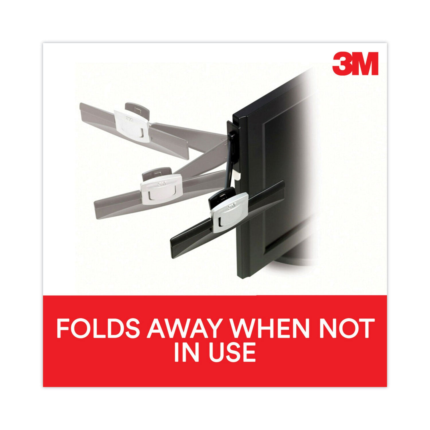 3M™ Swing Arm Copyholder, Adhesive Monitor Mount, 30 Sheet Capacity, Plastic, Black/Silver Clip