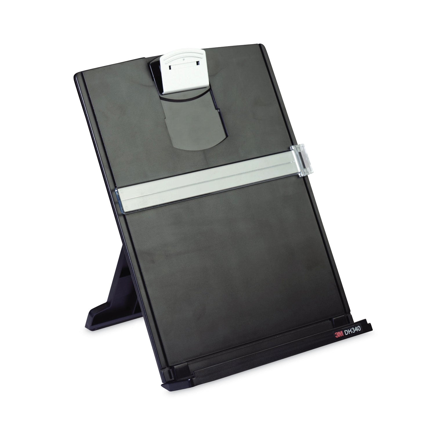 Fold-Flat Freestanding Desktop Copyholder, 150 Sheet Capacity, Plastic, Black/Silver Clip