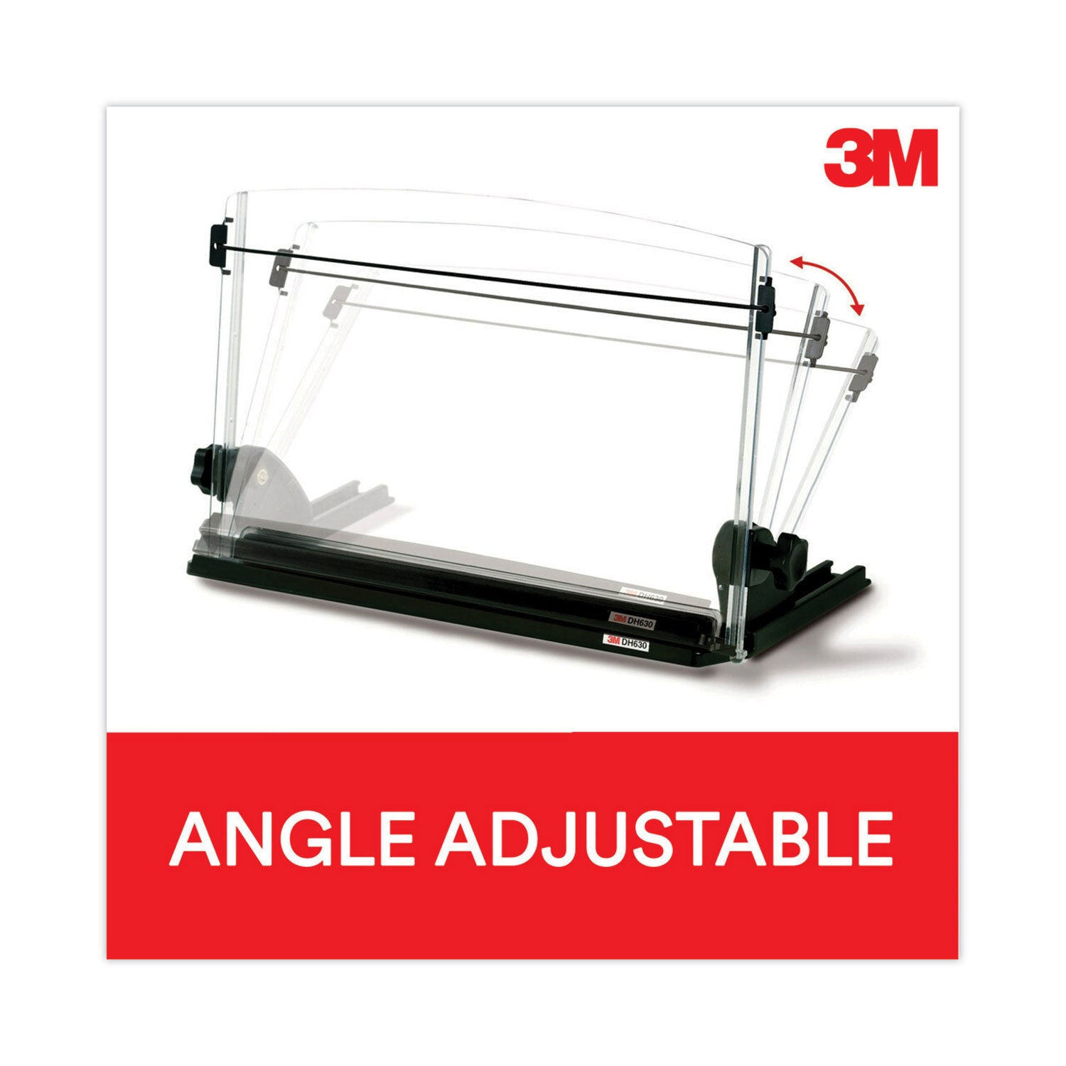 3M™ In-Line Adjustable Desktop Copyholder,150 Sheet Capacity, Plastic, Black/Clear