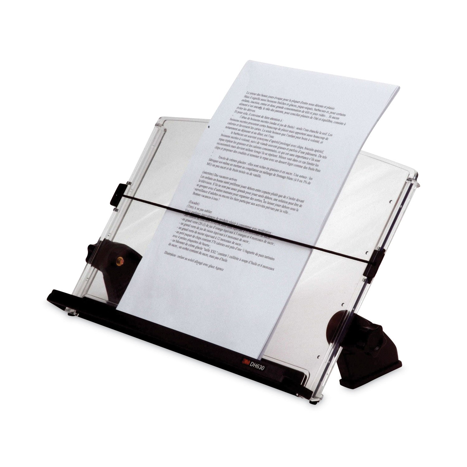 3M™ In-Line Adjustable Desktop Copyholder,150 Sheet Capacity, Plastic, Black/Clear