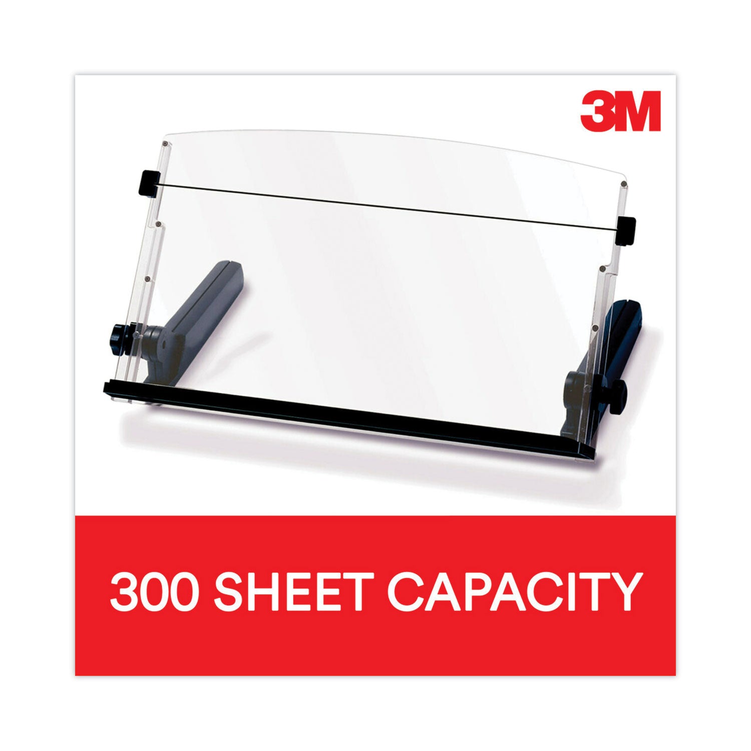 3M™ In-Line Freestanding Copyholder, 300 Sheet Capacity, Plastic, Black/Clear