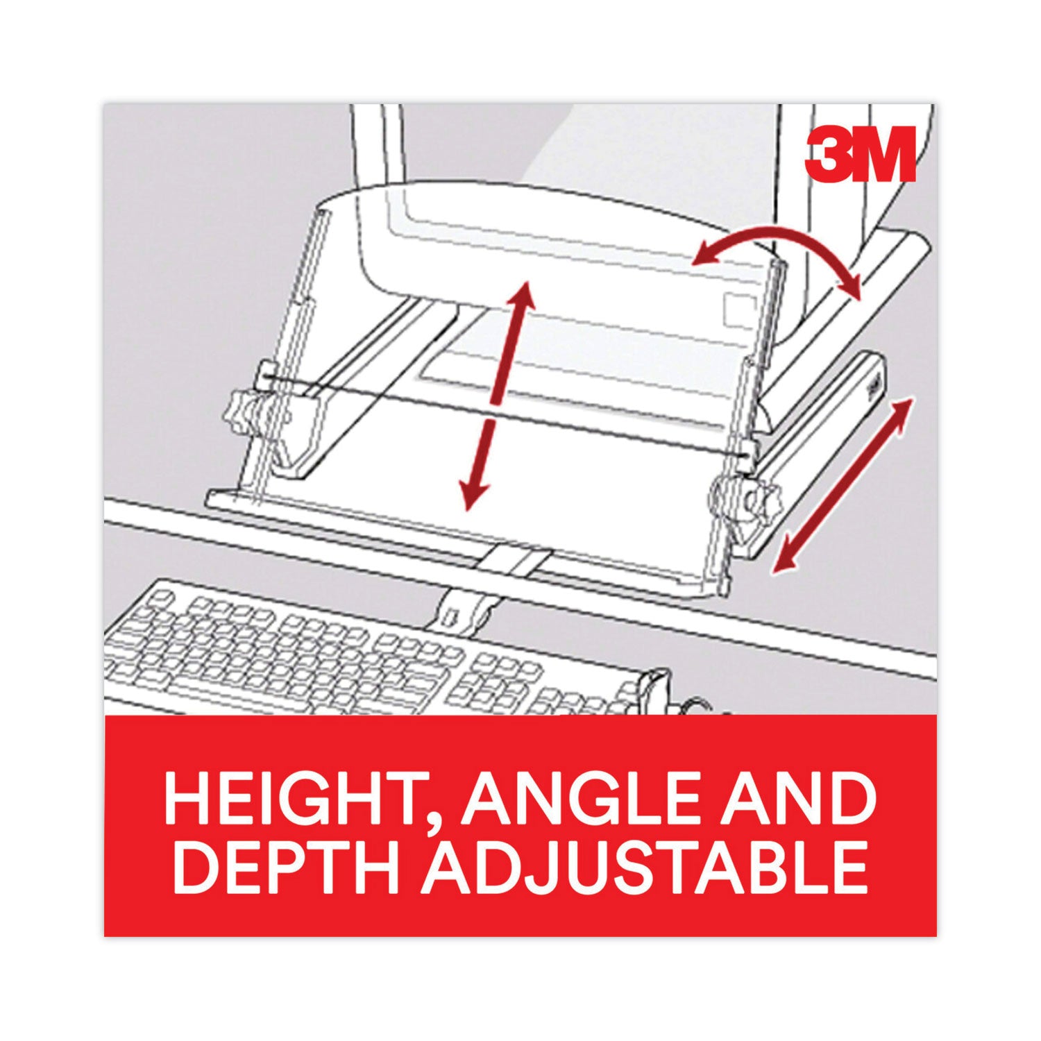 3M™ In-Line Freestanding Copyholder, 300 Sheet Capacity, Plastic, Black/Clear