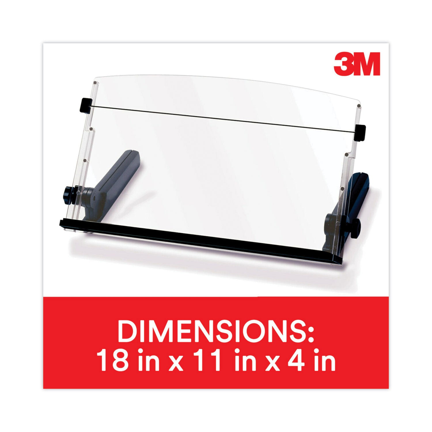 3M™ In-Line Freestanding Copyholder, 300 Sheet Capacity, Plastic, Black/Clear