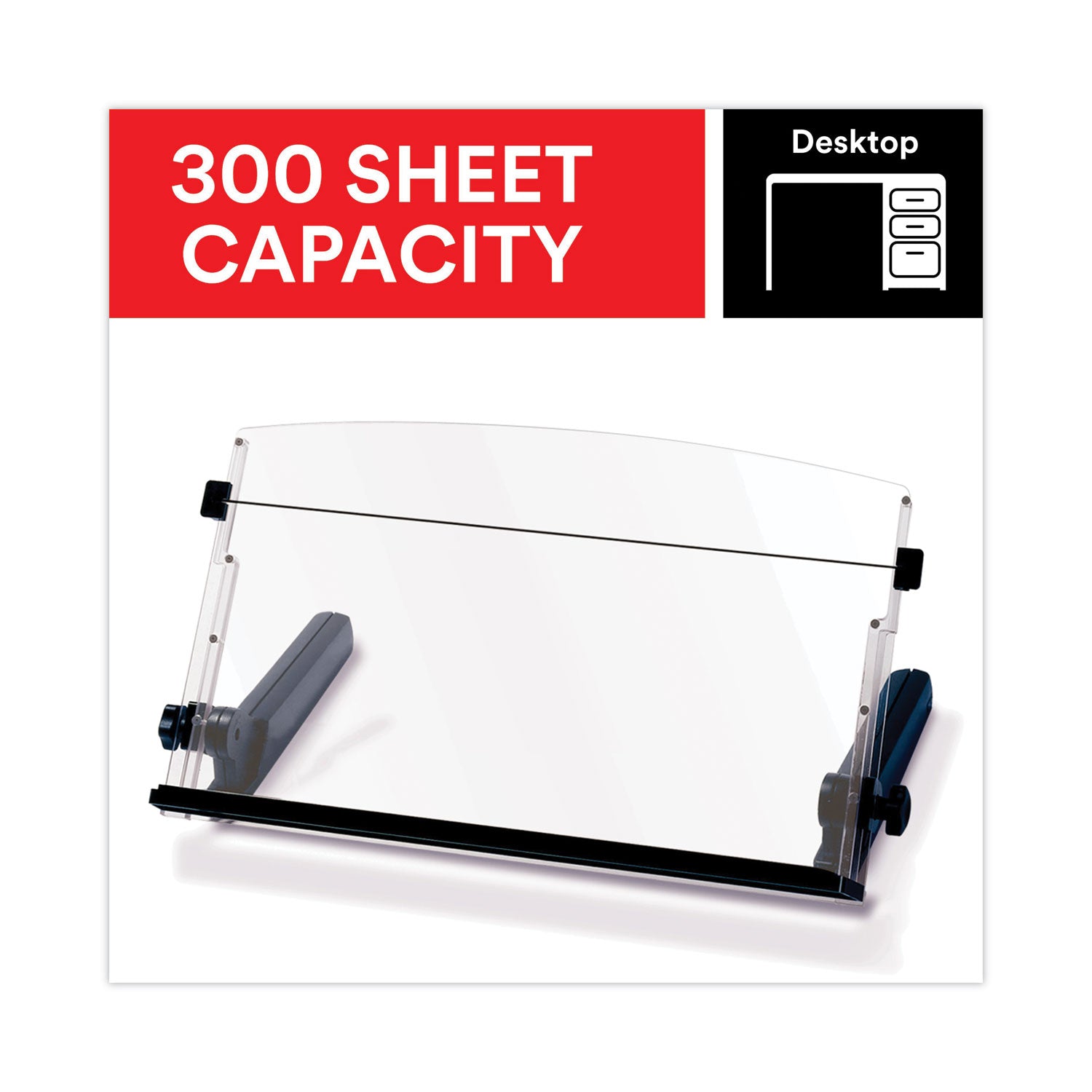 3M™ In-Line Freestanding Copyholder, 300 Sheet Capacity, Plastic, Black/Clear