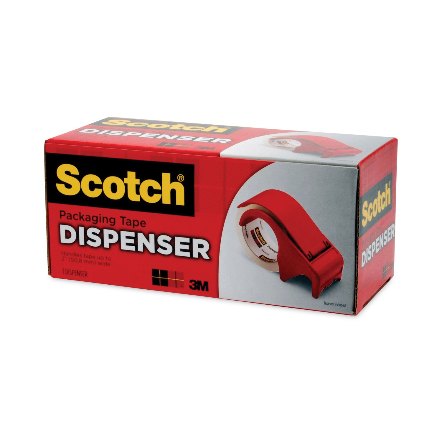 Scotch® Compact and Quick Loading Dispenser for Box Sealing Tape, 3" Core, For Rolls Up to 2" x 60 yds, Red