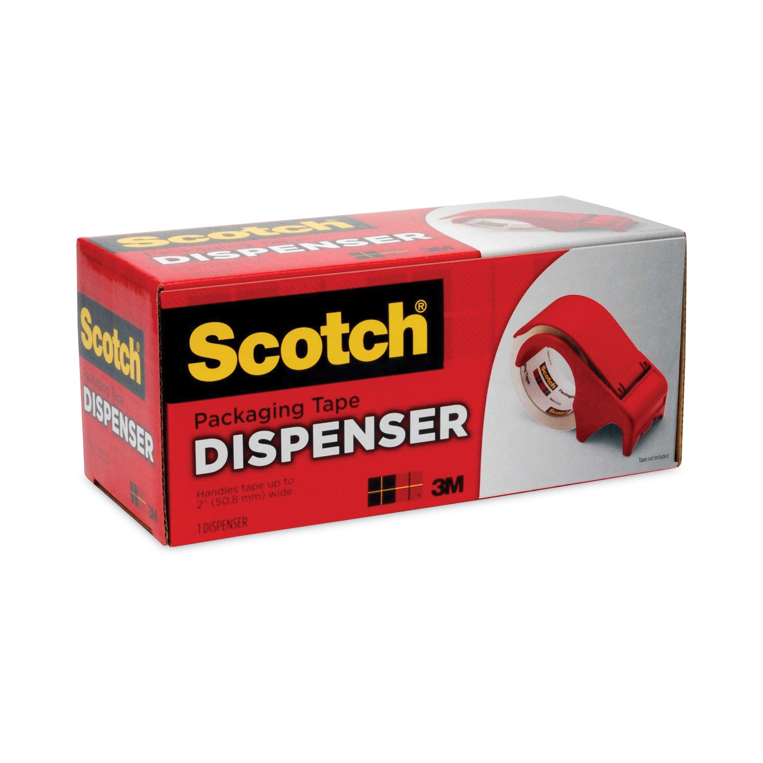 Scotch® Compact and Quick Loading Dispenser for Box Sealing Tape, 3" Core, For Rolls Up to 2" x 60 yds, Red