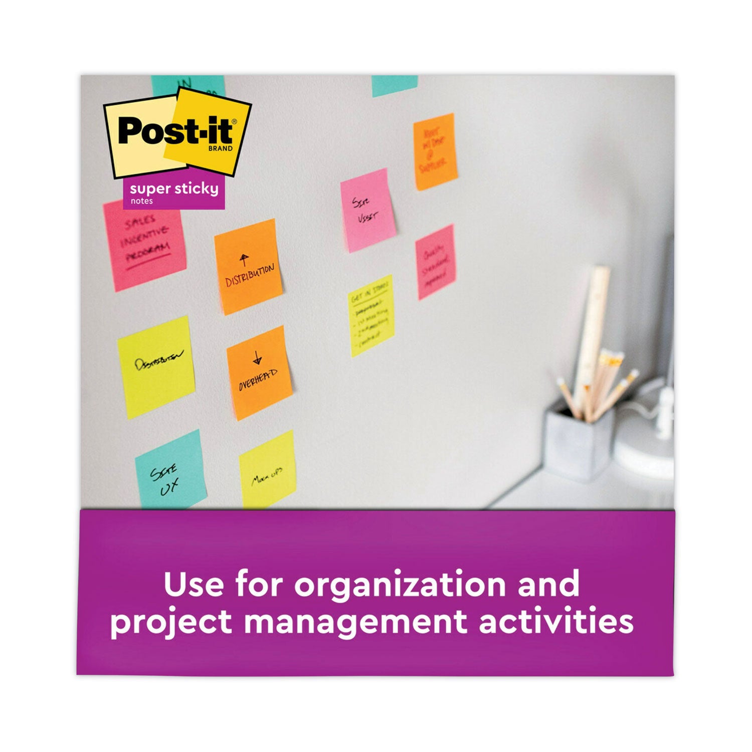 Post-it® Dispenser Notes Super Sticky Pop-up 3 x 3 Note Refill, 3" x 3", Supernova Neons Collection Colors, 90 Sheets/Pad, 10 Pads/Pack