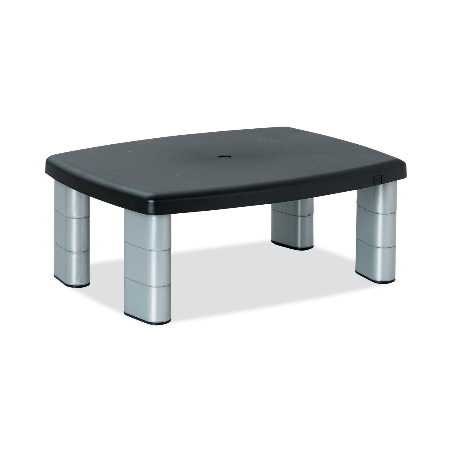 3M™ Adjustable Height Monitor Stand, 15" x 12" x 2.63" to 5.78", Black/Silver, Supports 80 lbs