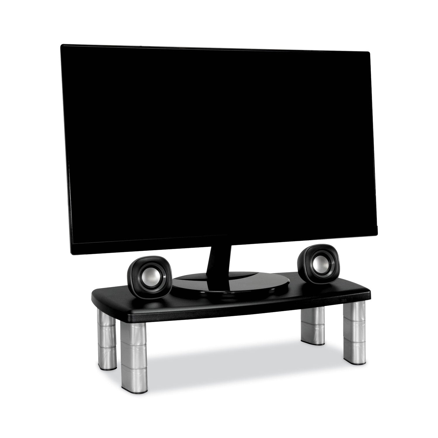 Extra-Wide Adjustable Monitor Stand, 20" x 12" x 1" to 5.78", Silver/Black, Supports 40 lbs