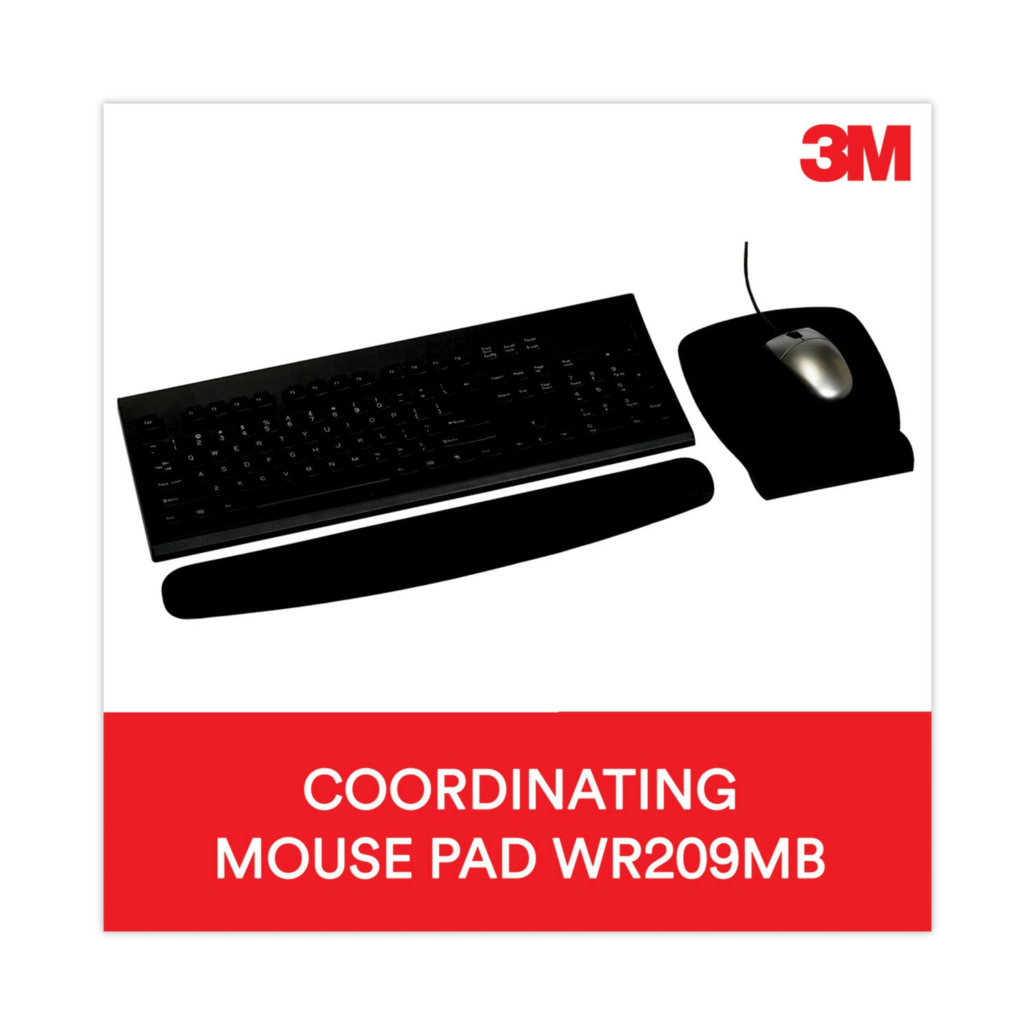 3M™ Antimicrobial Foam Mouse Pad with Wrist Rest, 8.62 x 6.75, Black