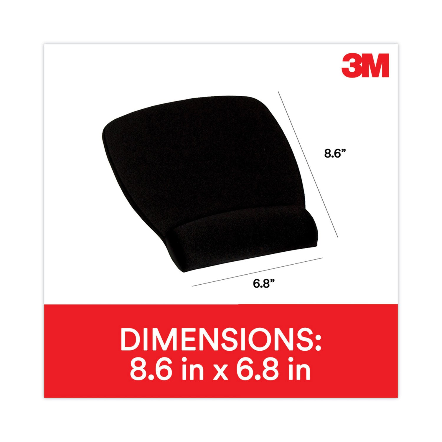 3M™ Antimicrobial Foam Mouse Pad with Wrist Rest, 8.62 x 6.75, Black