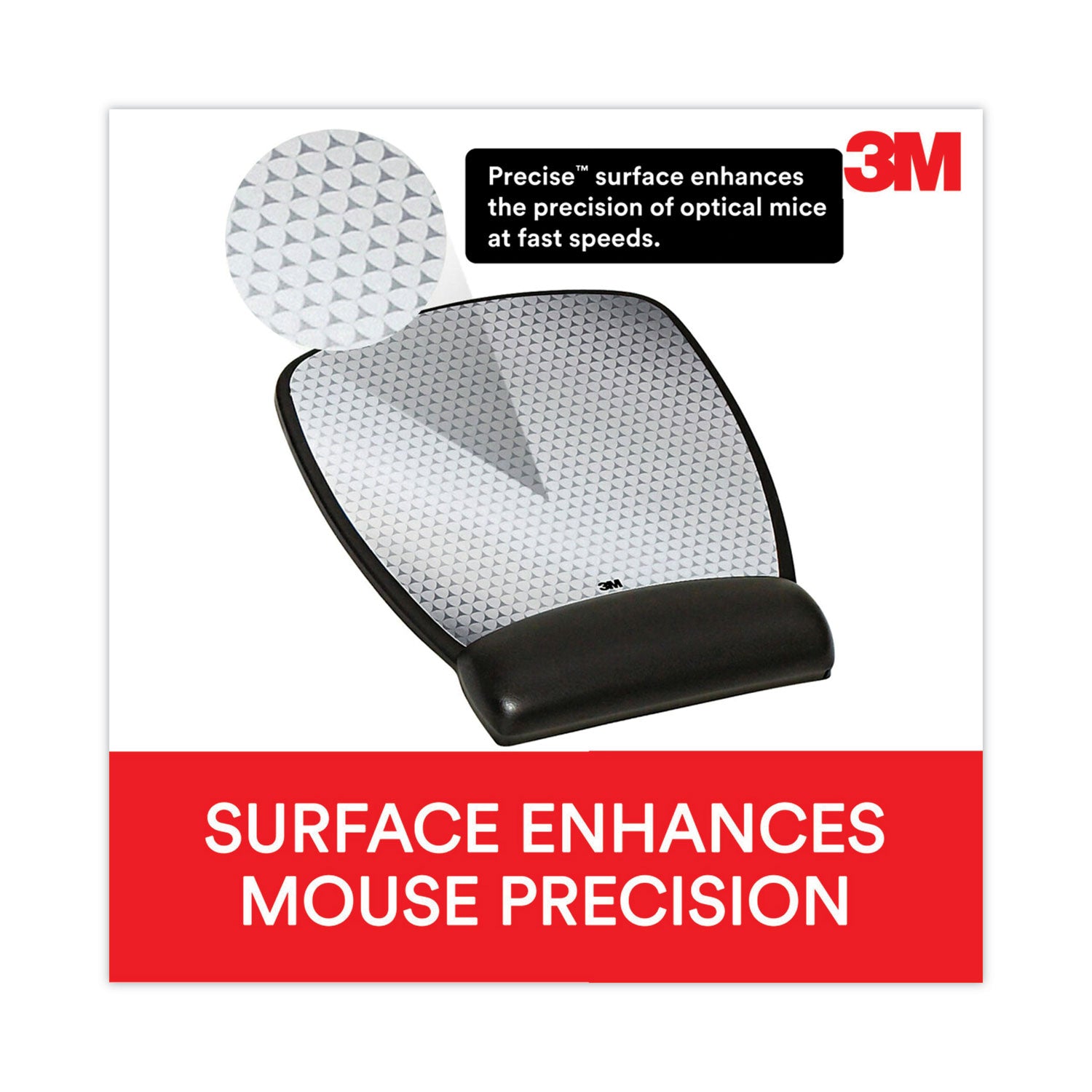 3M™ Antimicrobial Gel Compact Mouse Pad with Wrist Rest, 8.6 x 6.75, Black