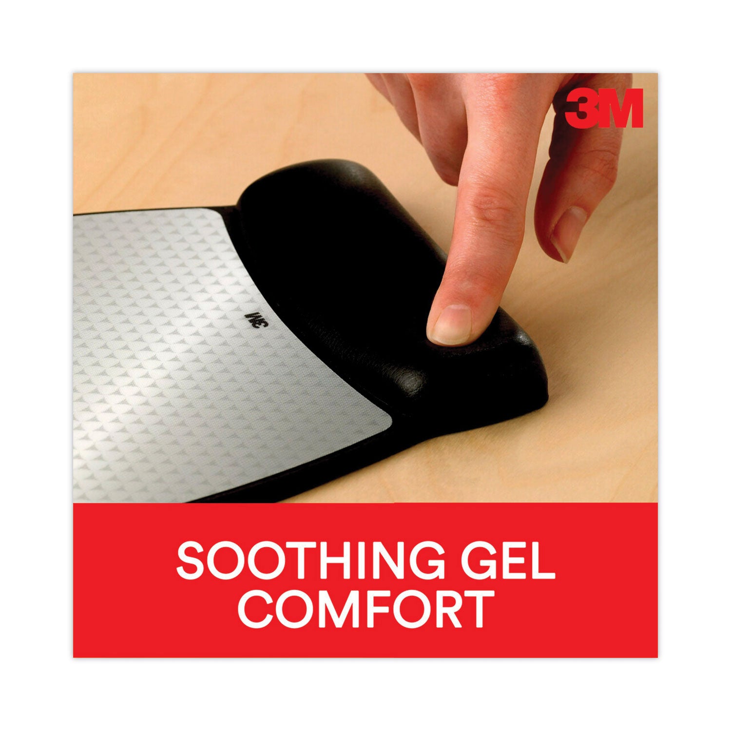 3M™ Antimicrobial Gel Compact Mouse Pad with Wrist Rest, 8.6 x 6.75, Black