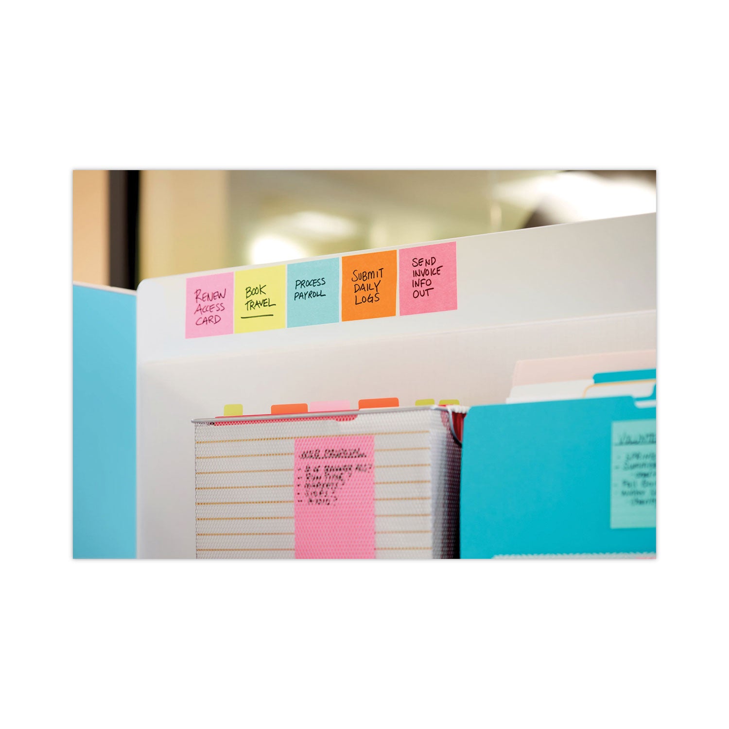 Post-it® Dispenser Notes Super Sticky Pop-up 3 x 3 Note Refill, 3" x 3", Supernova Neons Collection Colors, 90 Sheets/Pad, 6 Pads/Pack