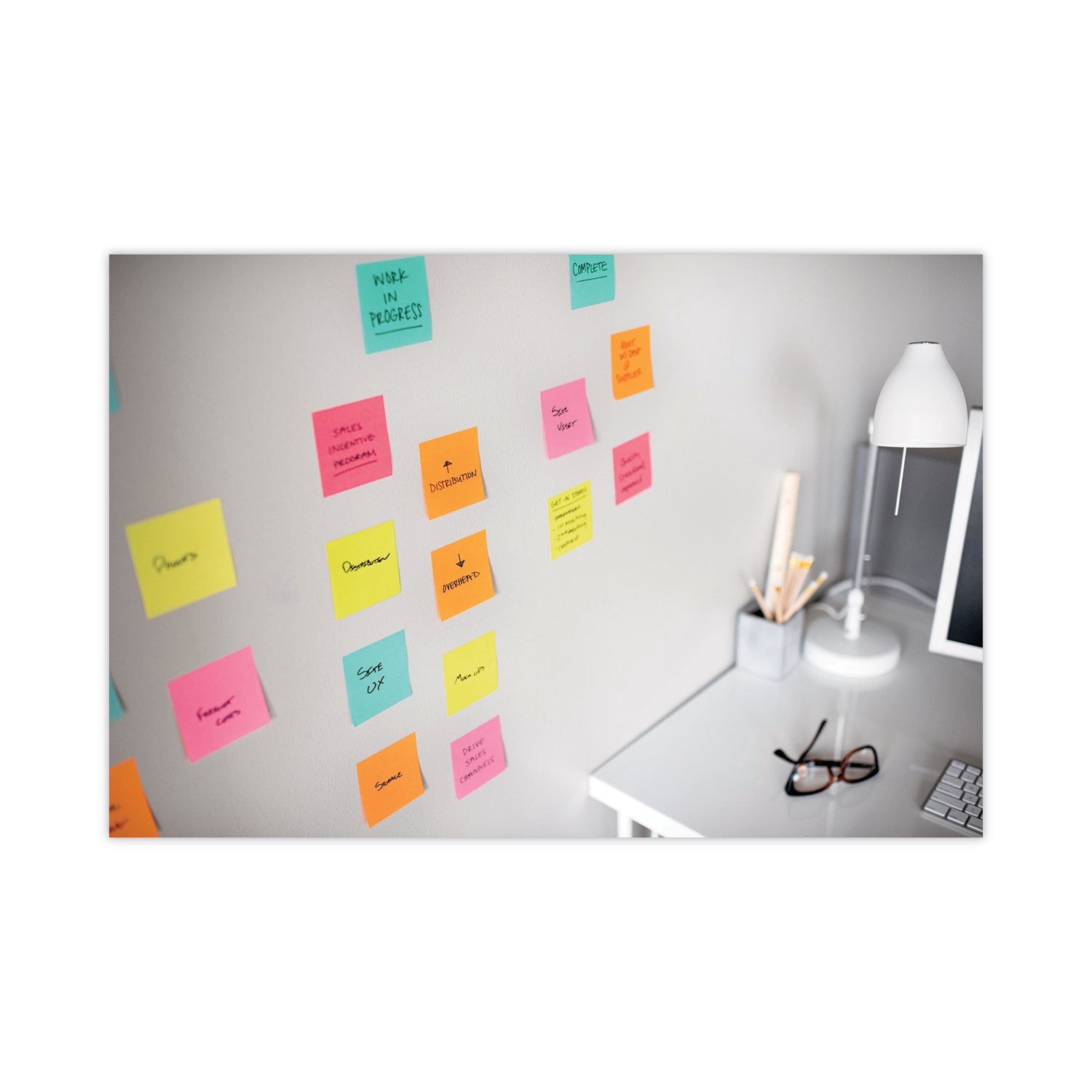 Post-it® Dispenser Notes Super Sticky Pop-up 3 x 3 Note Refill, 3" x 3", Supernova Neons Collection Colors, 90 Sheets/Pad, 6 Pads/Pack