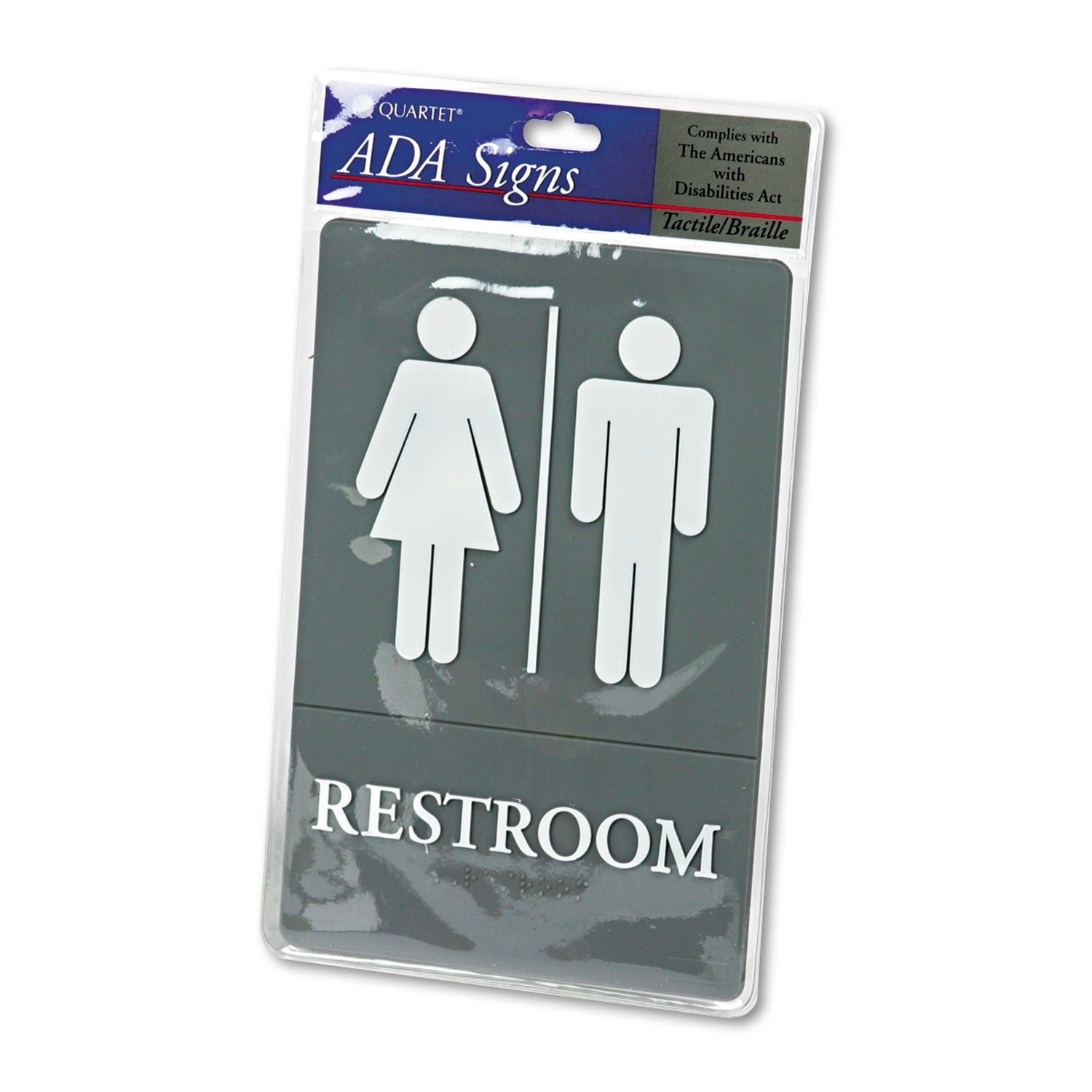 Headline® Sign ADA Sign, Restroom Symbol Tactile Graphic, Molded Plastic, 6 x 9, Gray