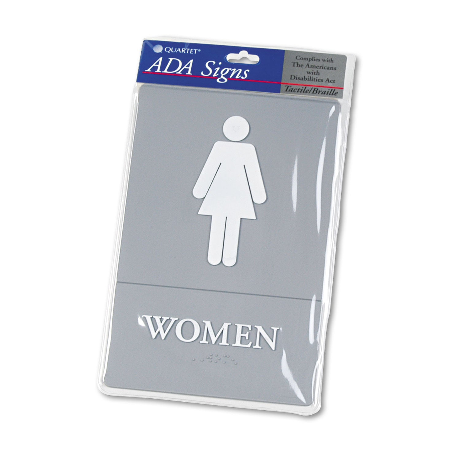 Headline® Sign ADA Sign, Women Restroom Symbol w/Tactile Graphic, Molded Plastic, 6 x 9, Gray