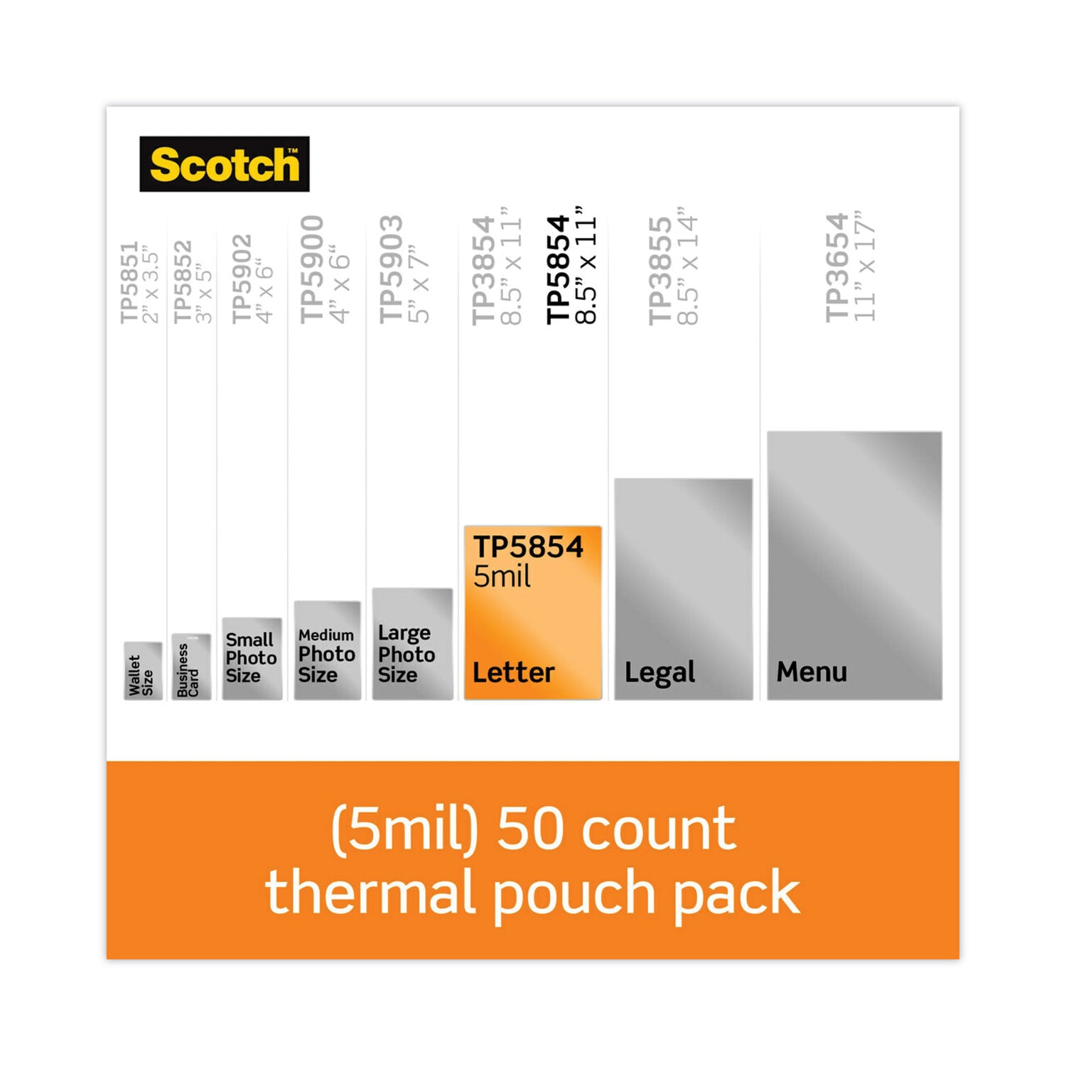 Scotch™ Laminating Pouches, 5 mil, 9" x 11.5", Gloss Clear, 50/Pack