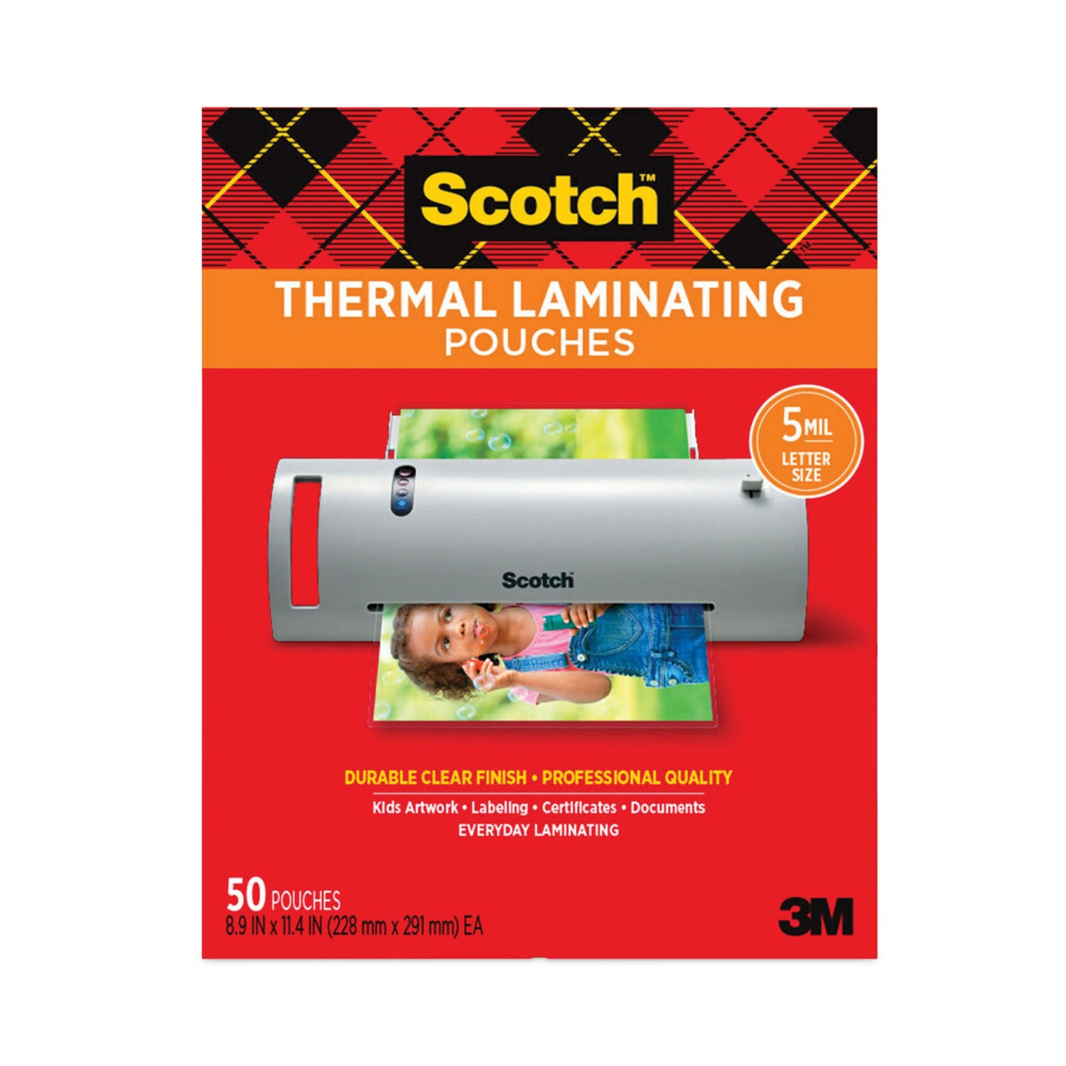 Laminating Pouches, 5 mil, 9" x 11.5", Gloss Clear, 50/Pack