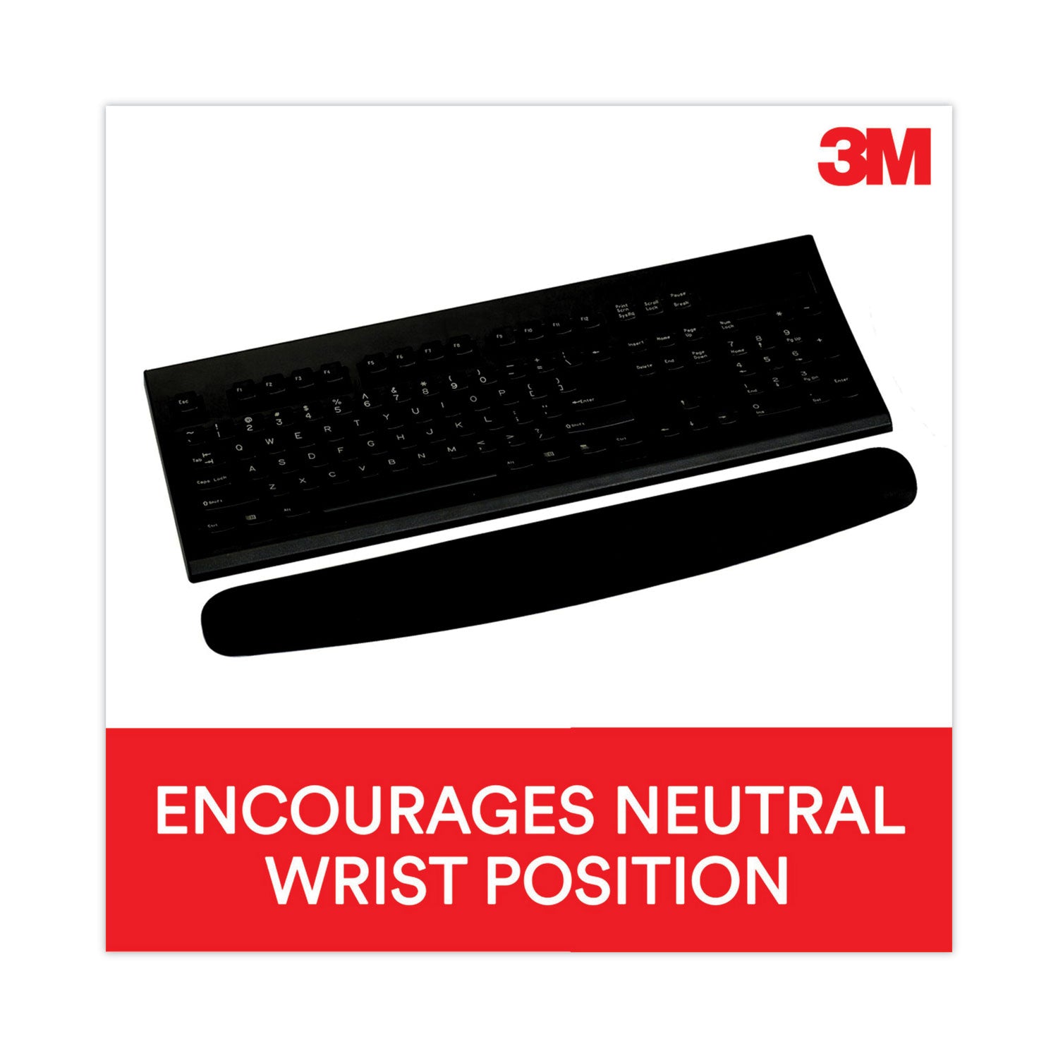 3M™ Antimicrobial Foam Keyboard Wrist Rest, 18 x 2.75, Black